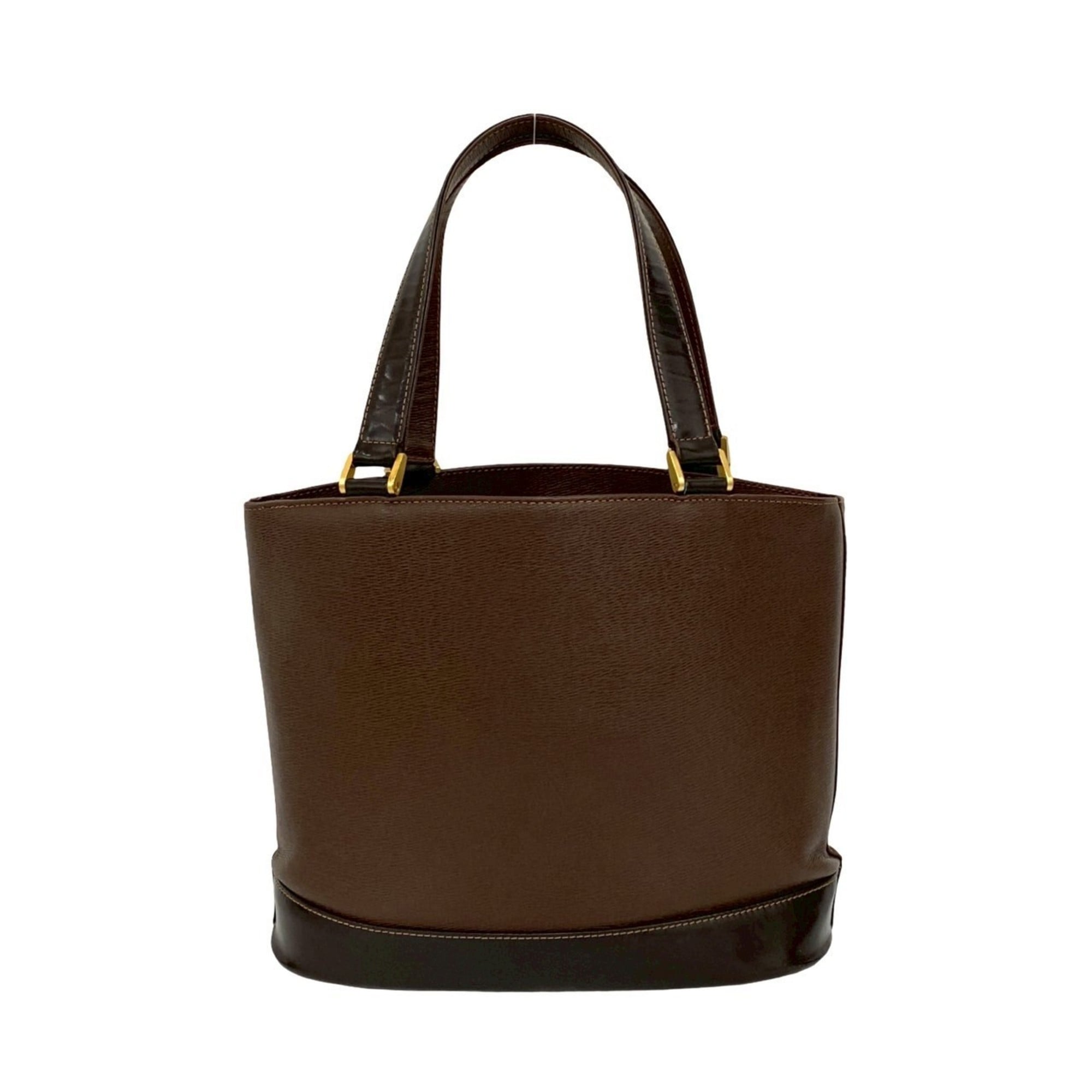 Burberry Black Brown Leather Handbag Tote Bag (Pre-Owned)