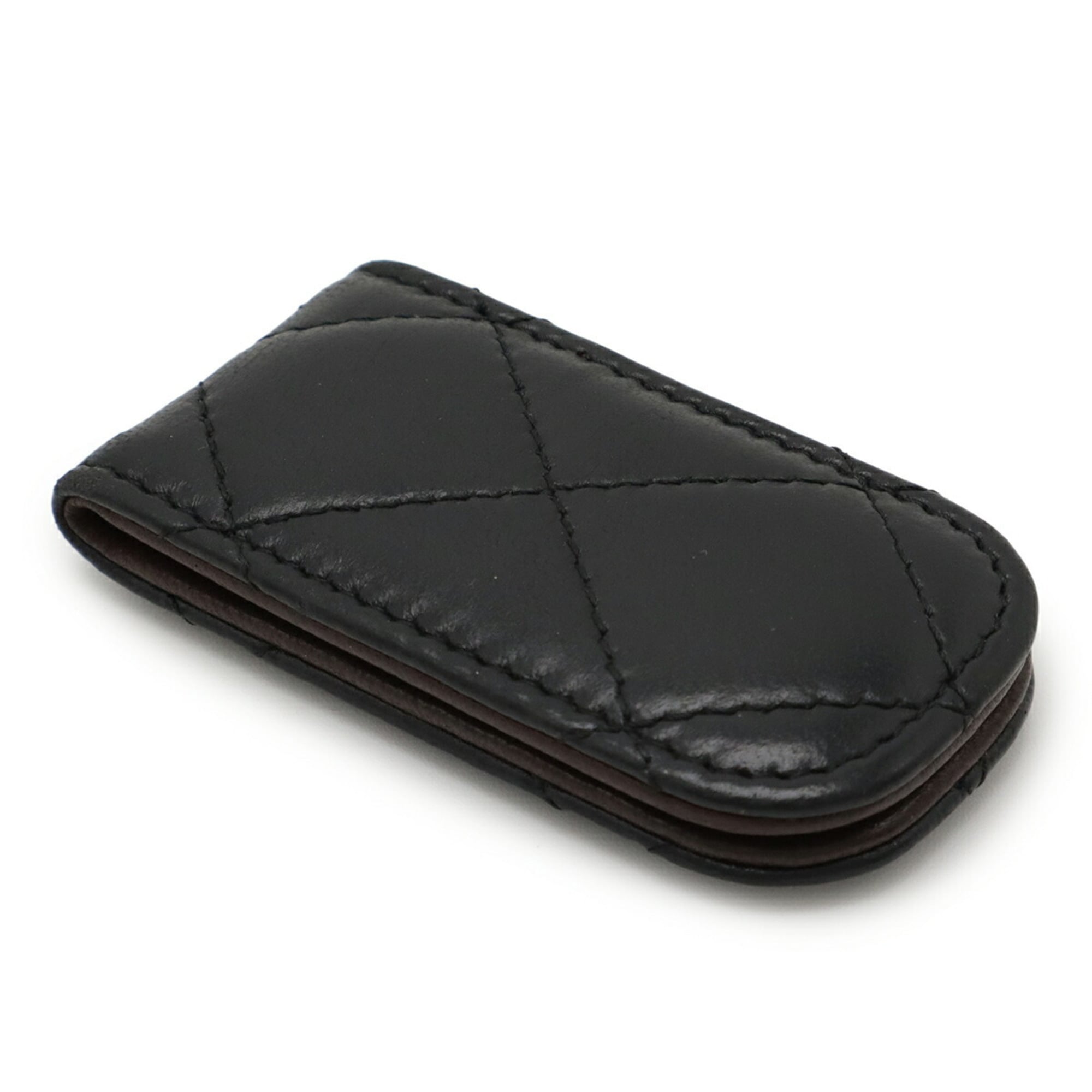 Chanel Matelasse Black Leather Money Clip (Pre-Owned)