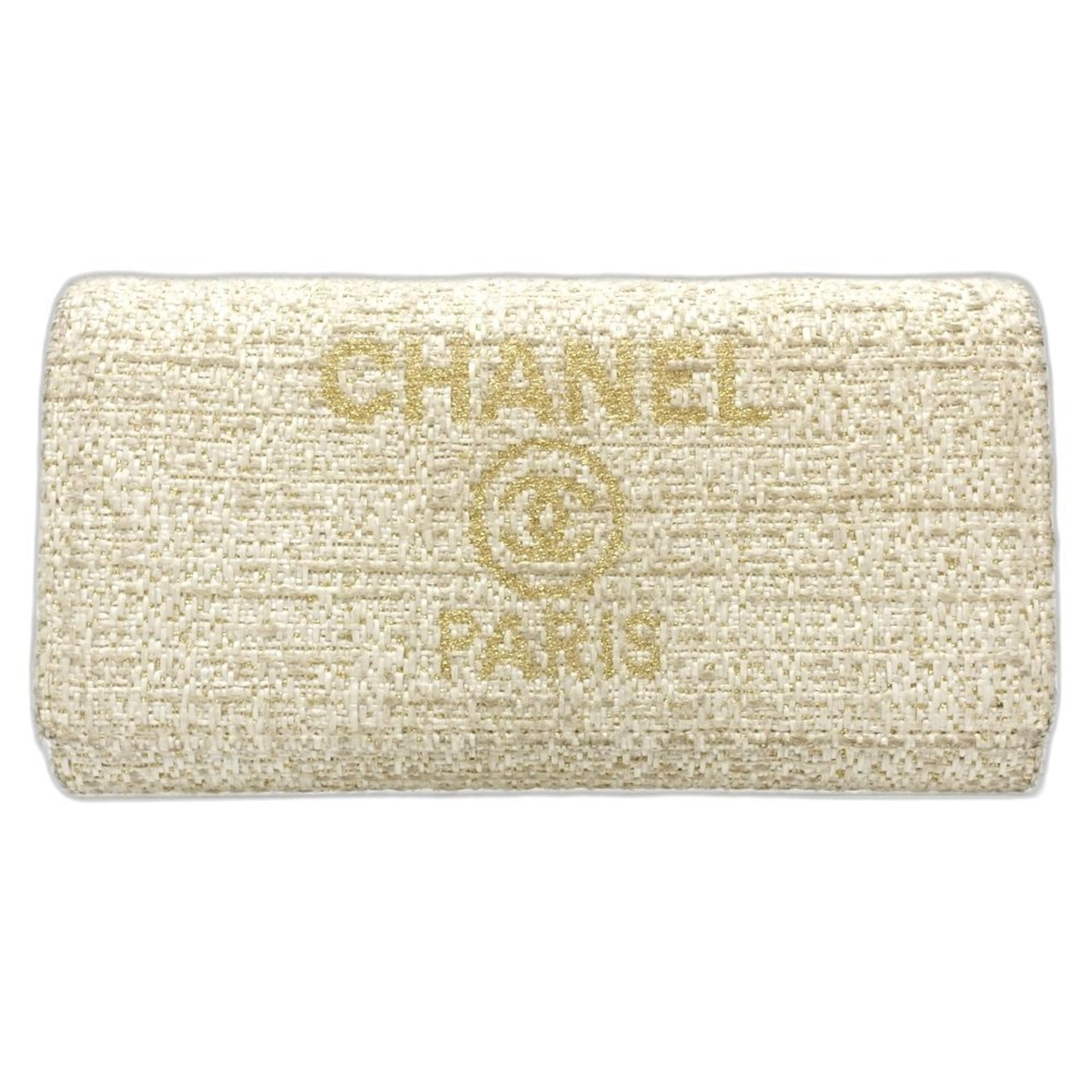 Chanel Off-White Canvas Long Wallet (Bi-Fold) (Pre-Owned)