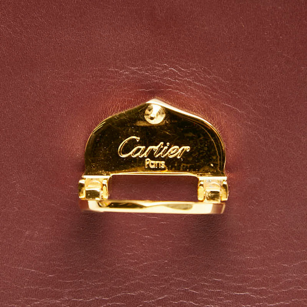 Cartier Bordeaux Wine Red Leather Shoulder Bag (Pre-Owned)