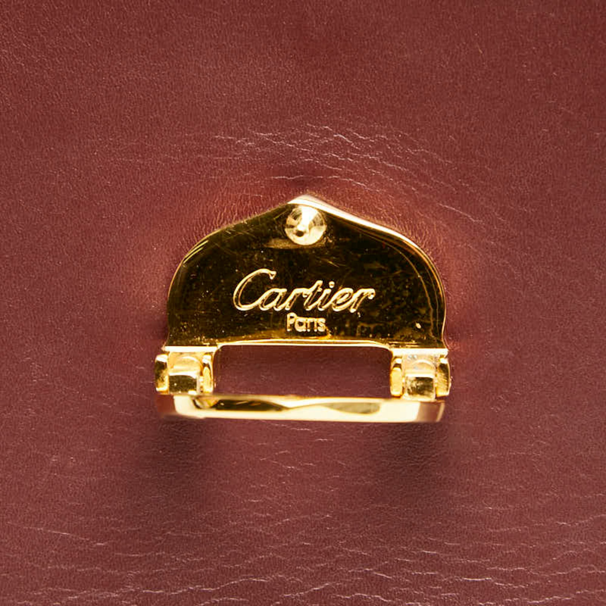 Cartier Bordeaux Wine Red Leather Shoulder Bag (Pre-Owned)