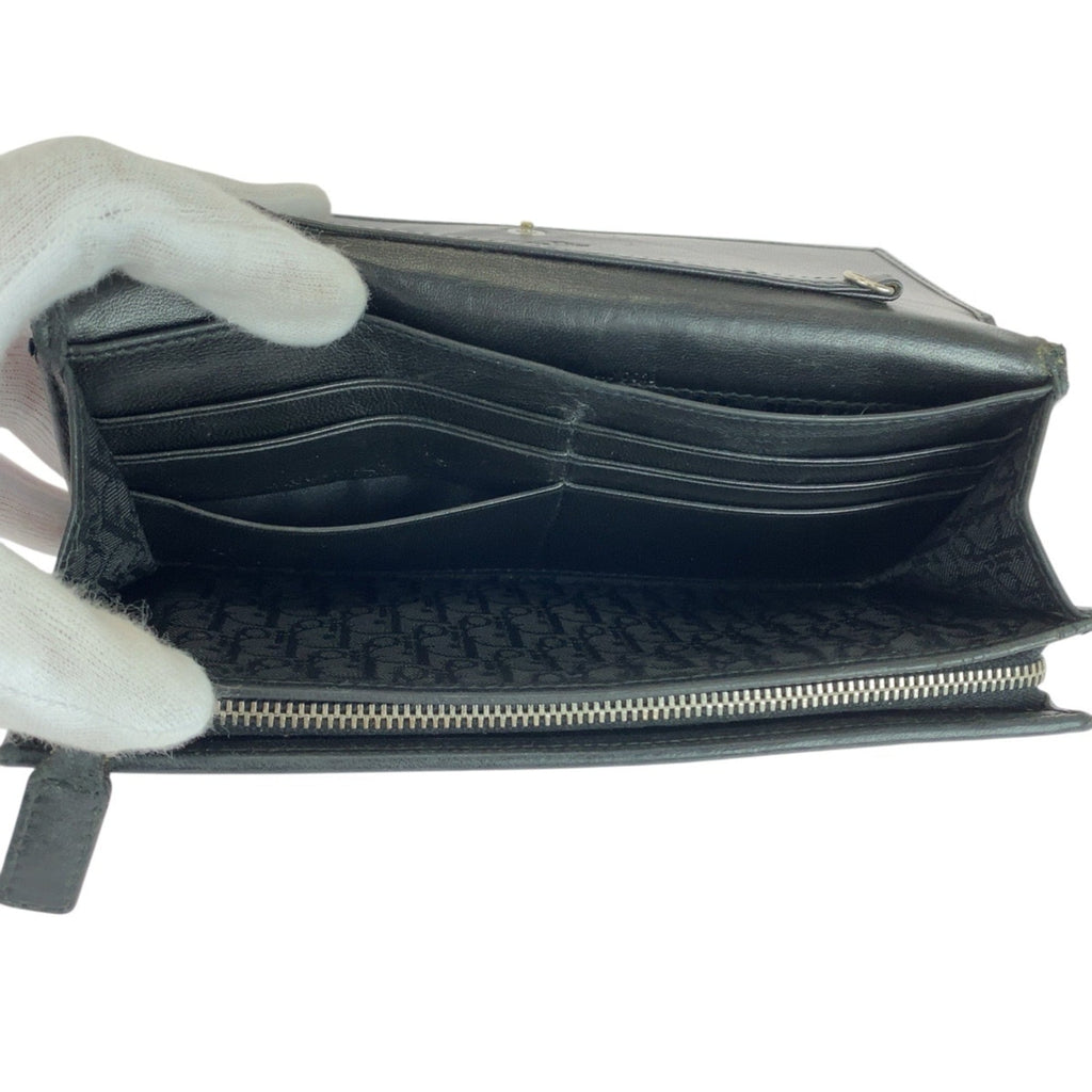Christian Dior Black Leather Long Wallet (Bi-Fold) (Pre-Owned)
