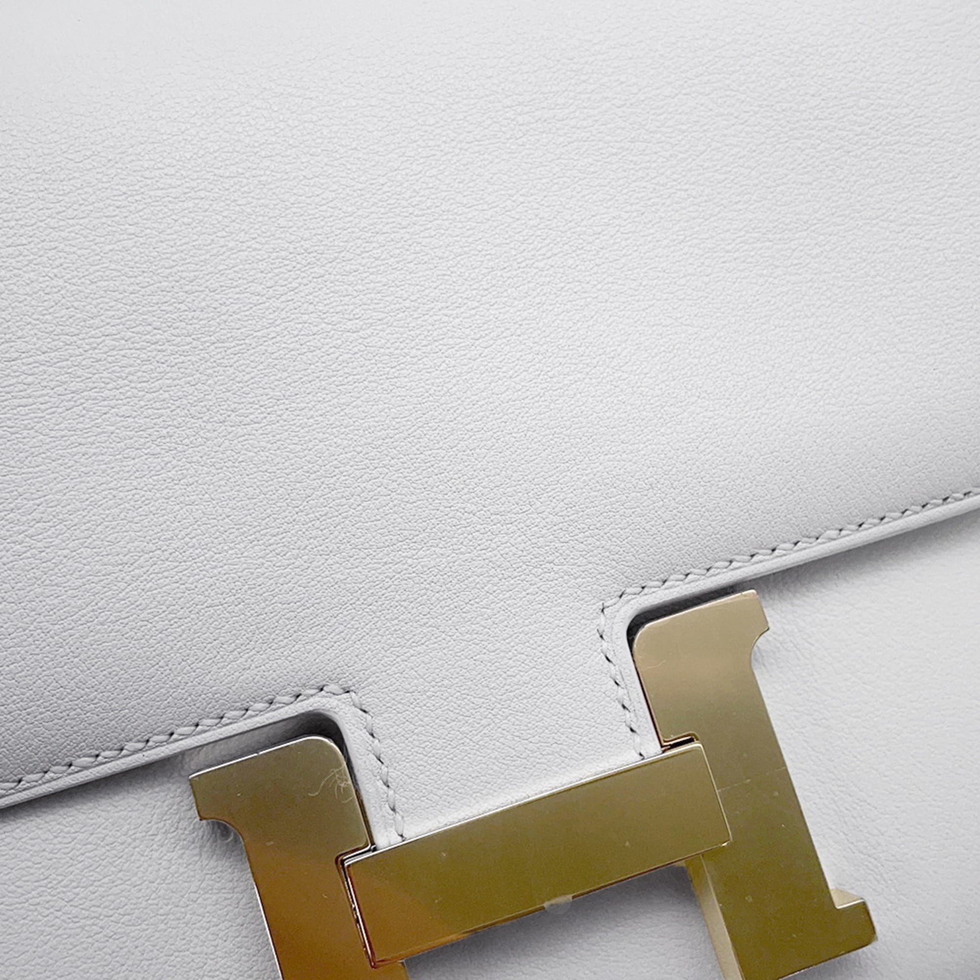 Hermes White Evercalf Leather Shoulder Bag (Pre-Owned)