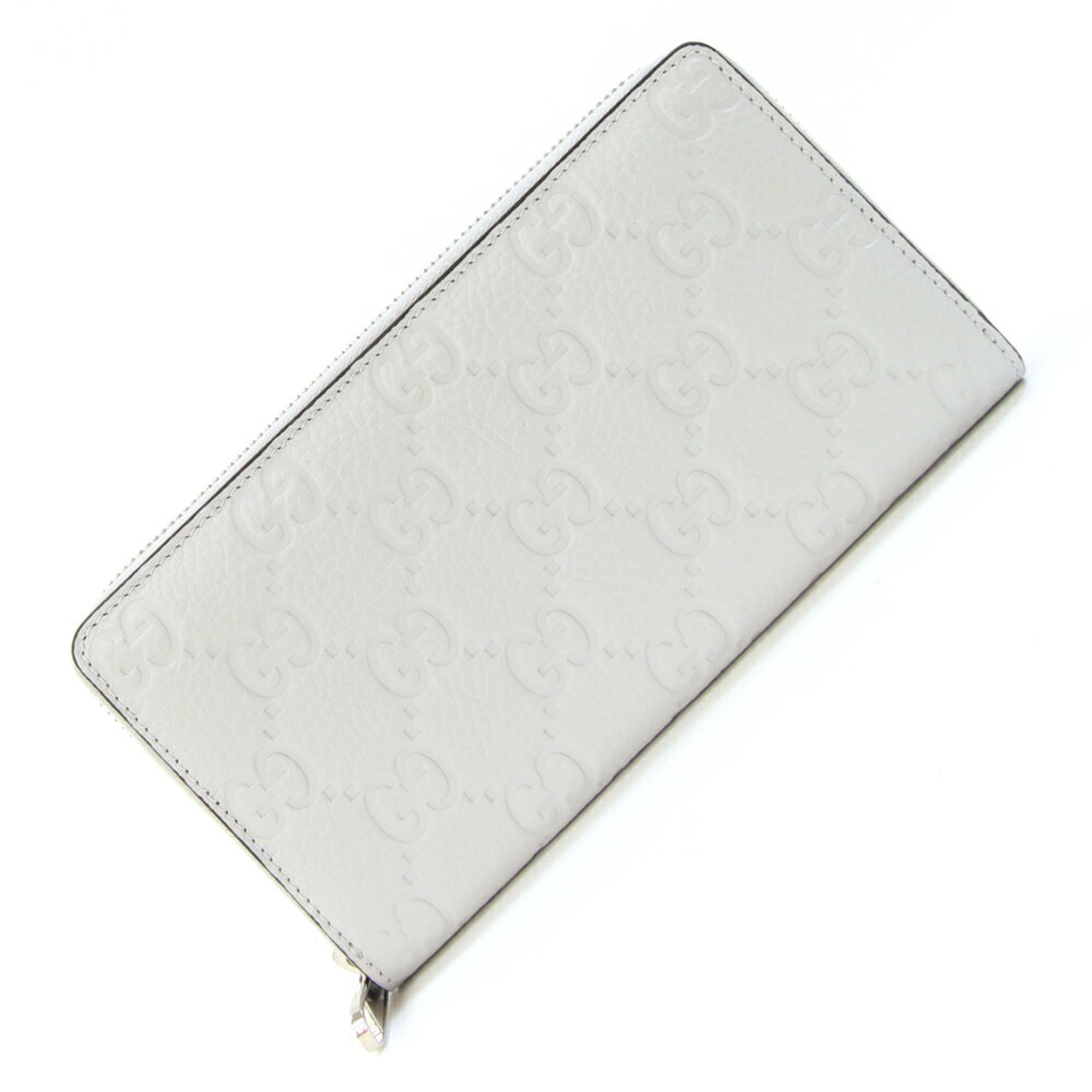 Gucci Light Gray Leather Long Wallet (Bi-Fold) (Pre-Owned)