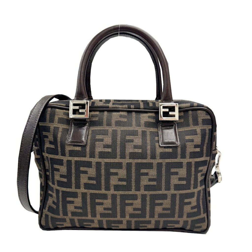 Fendi Brown Canvas Leather Handbag (Pre-Owned)