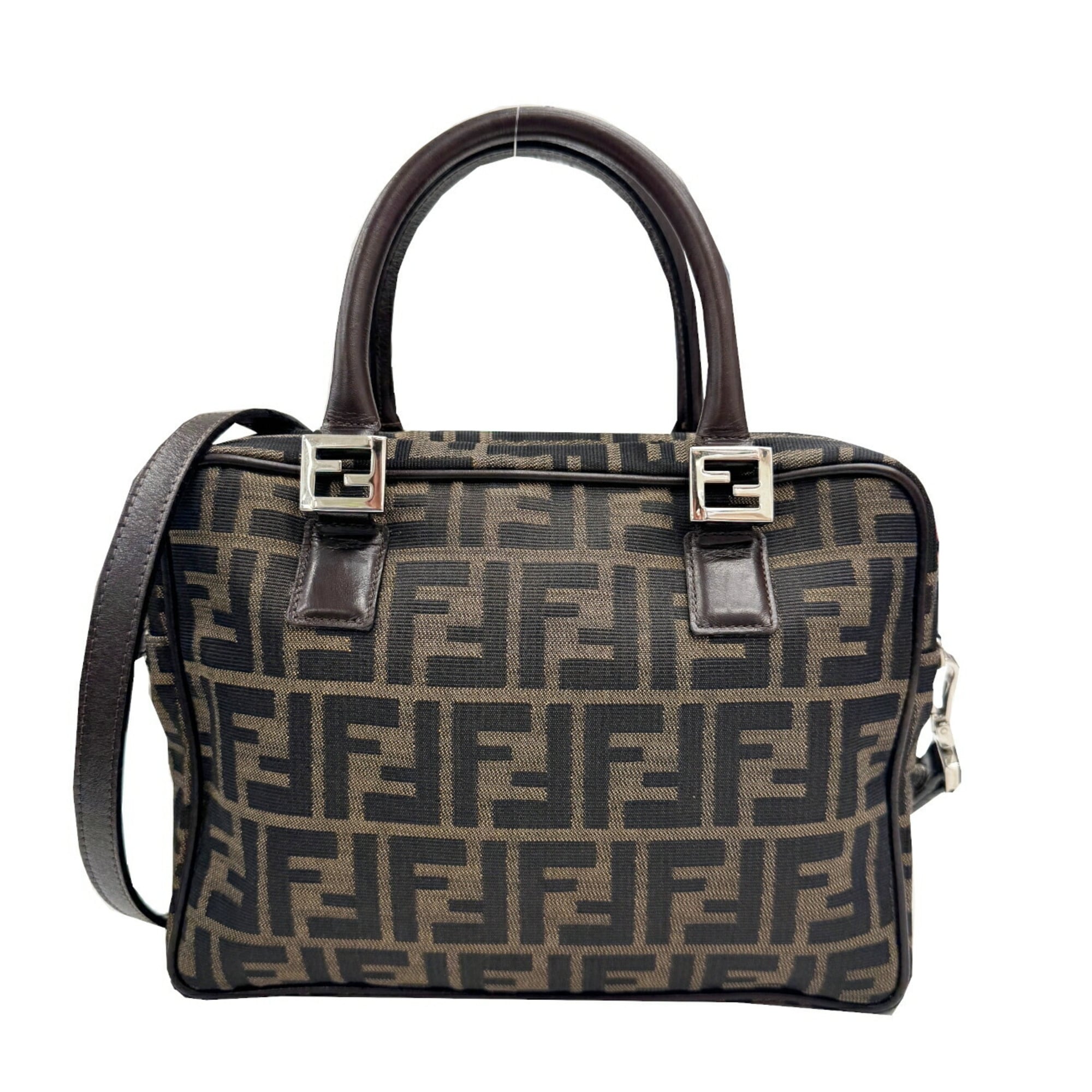 Fendi Brown Canvas Leather Handbag (Pre-Owned)