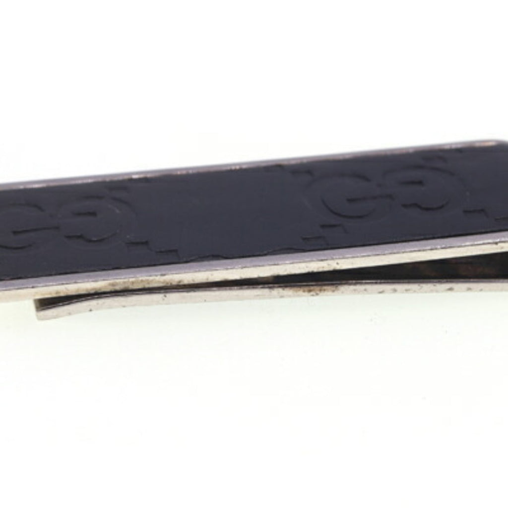 Gucci Silver Black Leather Metal Money Clip (Pre-Owned)