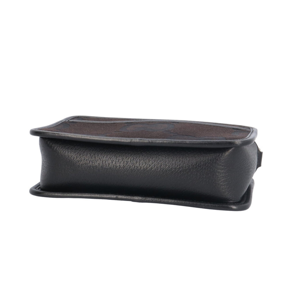Gucci Black Gg Canvas Leather Shoulder Bag (Pre-Owned)