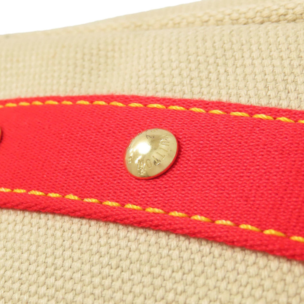 Louis Vuitton Beige Red Color Canvas Handbag (Pre-Owned)