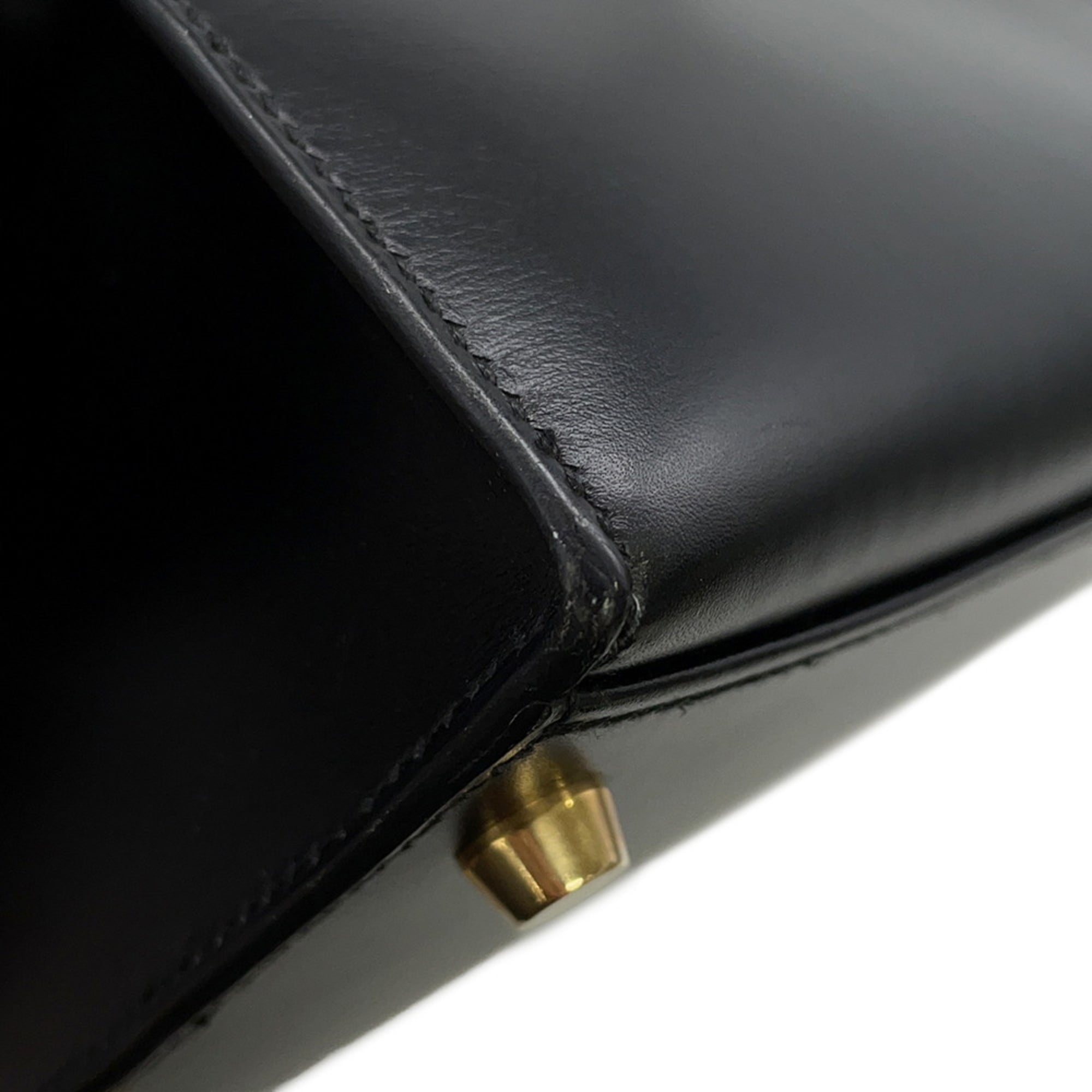 Hermes Kelly Black Box Calf Leather Handbag (Pre-Owned)