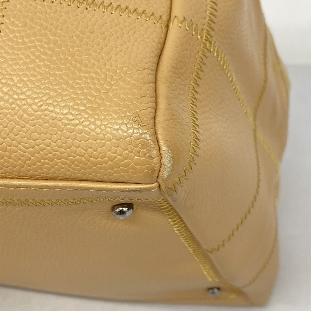 Chanel Beige Grained Calfskin Handbag (Pre-Owned)