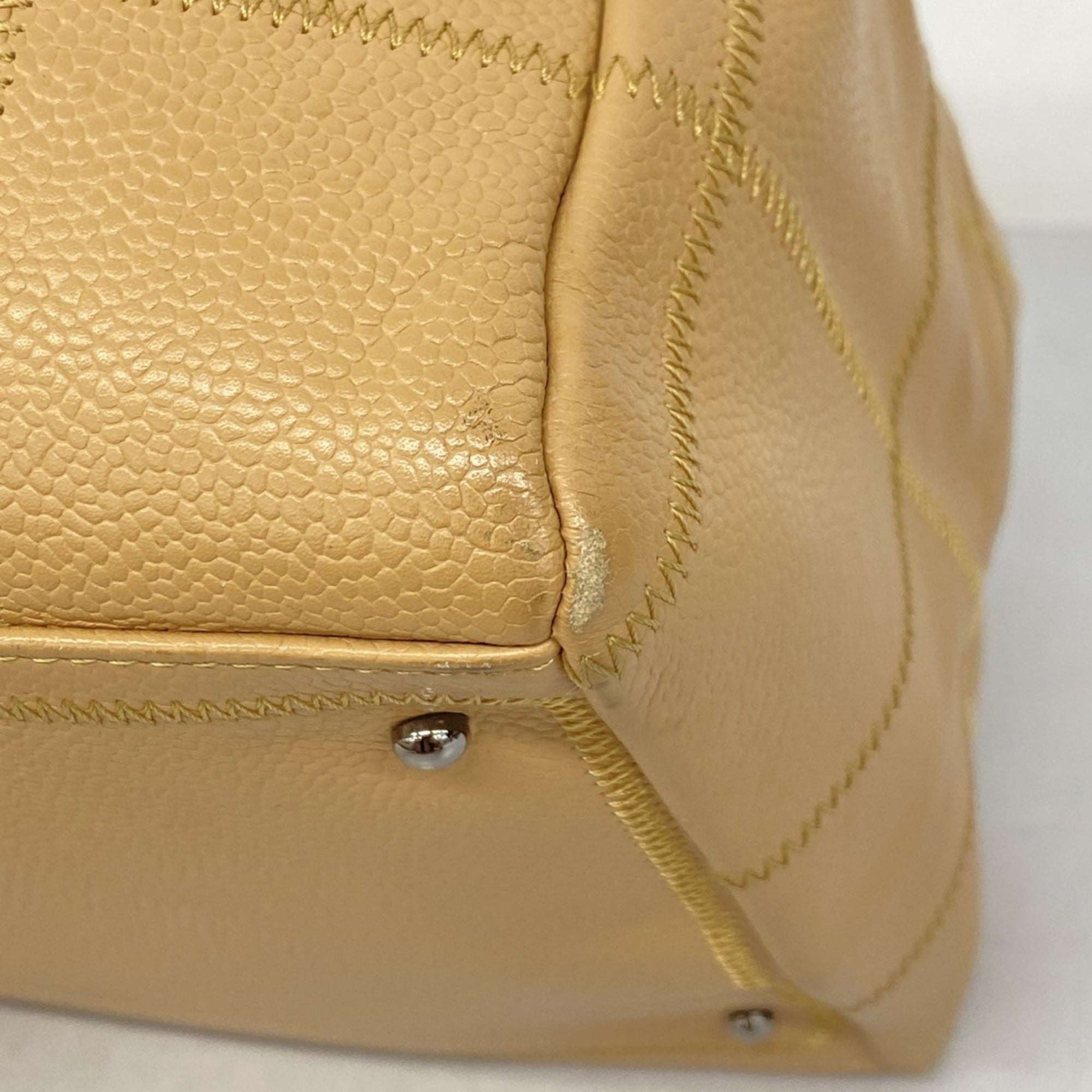 Chanel Beige Grained Calfskin Handbag (Pre-Owned)