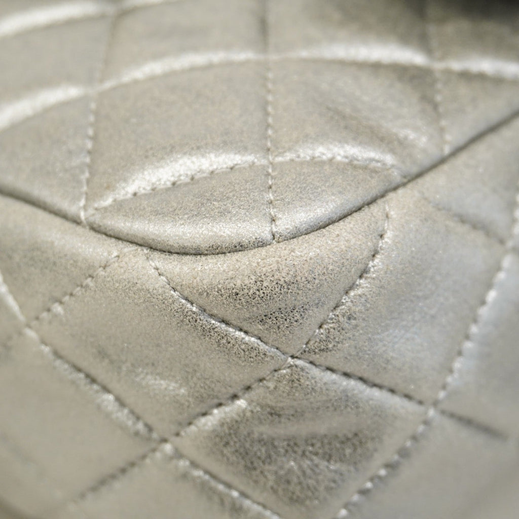 Chanel Silver Leather Backpack (Pre-Owned)