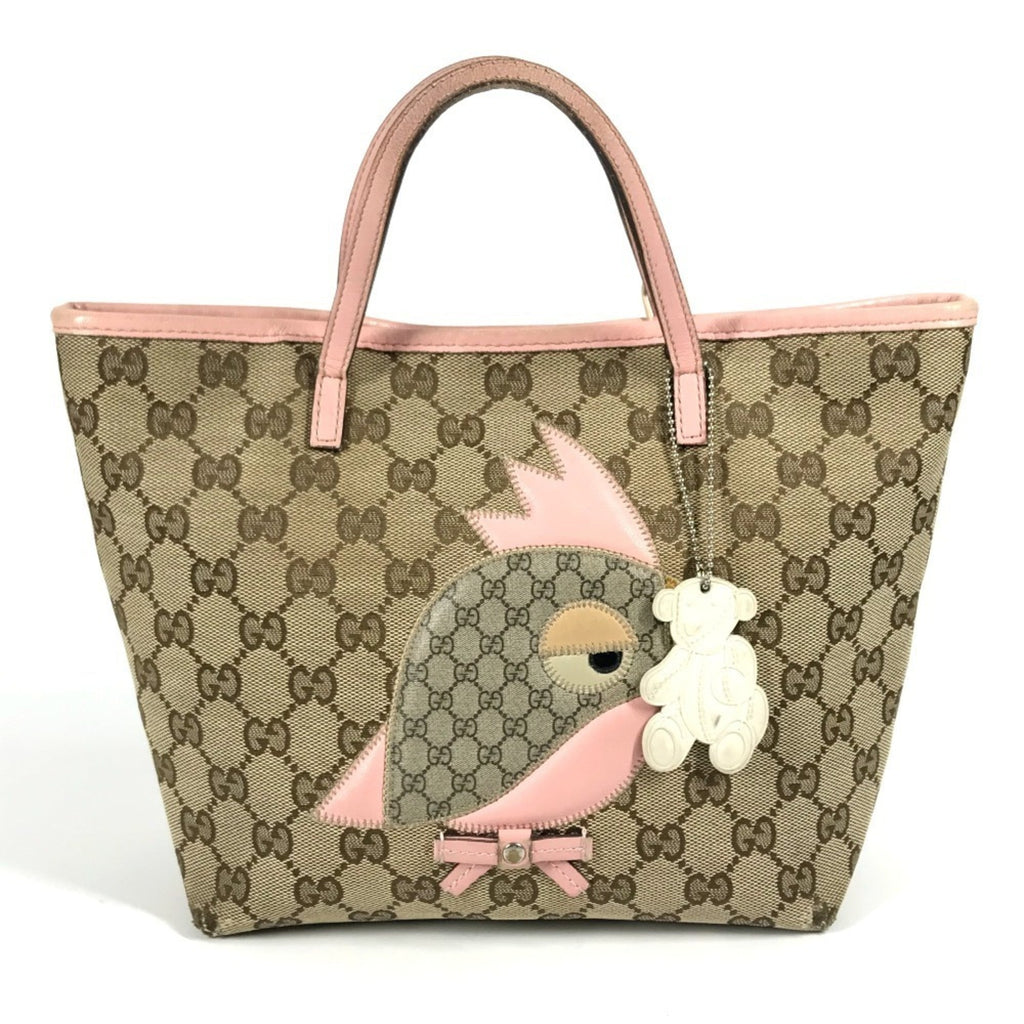 Gucci Beige Pink Gg Canvas Leather Handbag Tote Bag (Pre-Owned)