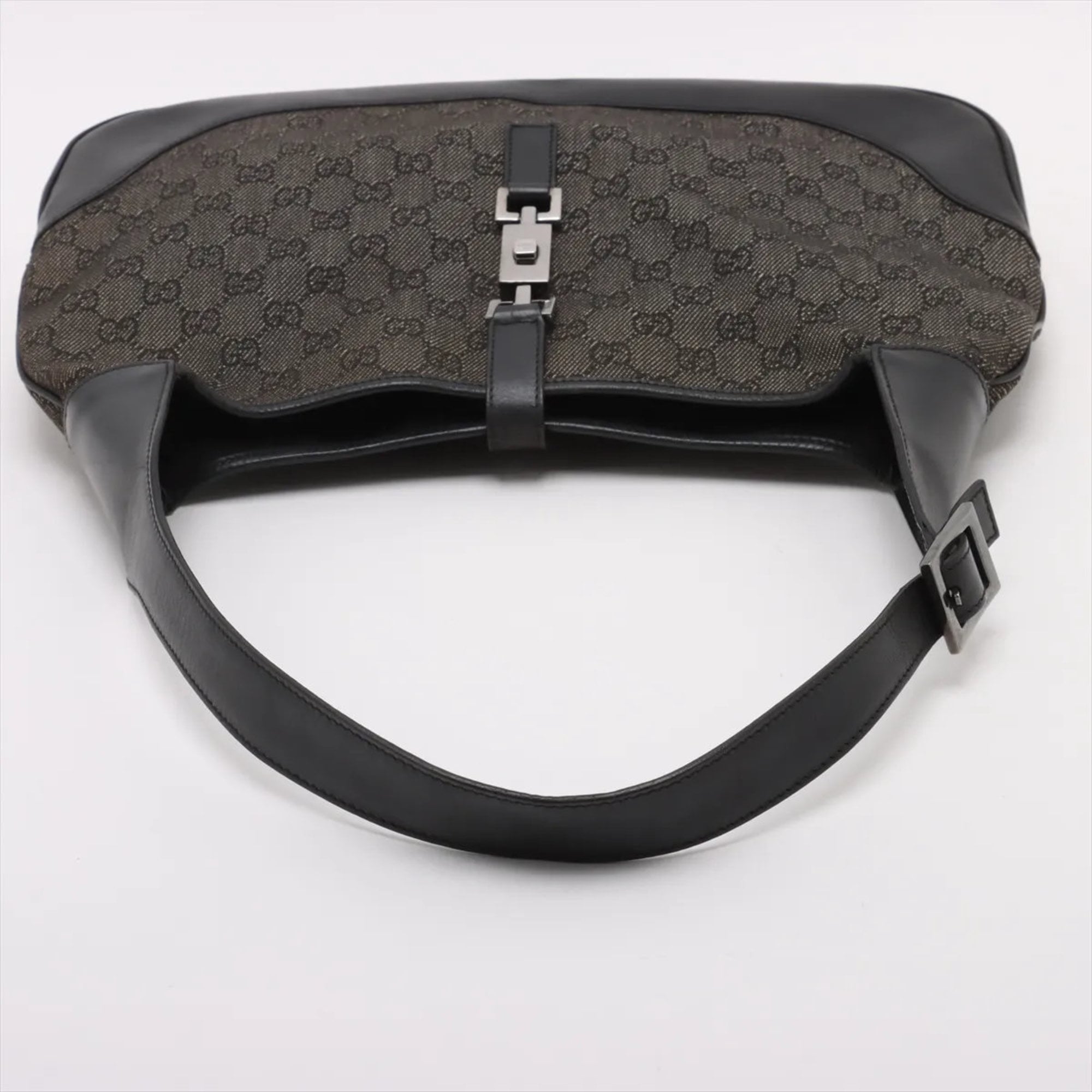 Gucci Black Leather Canvas Shoulder Bag (Pre-Owned)