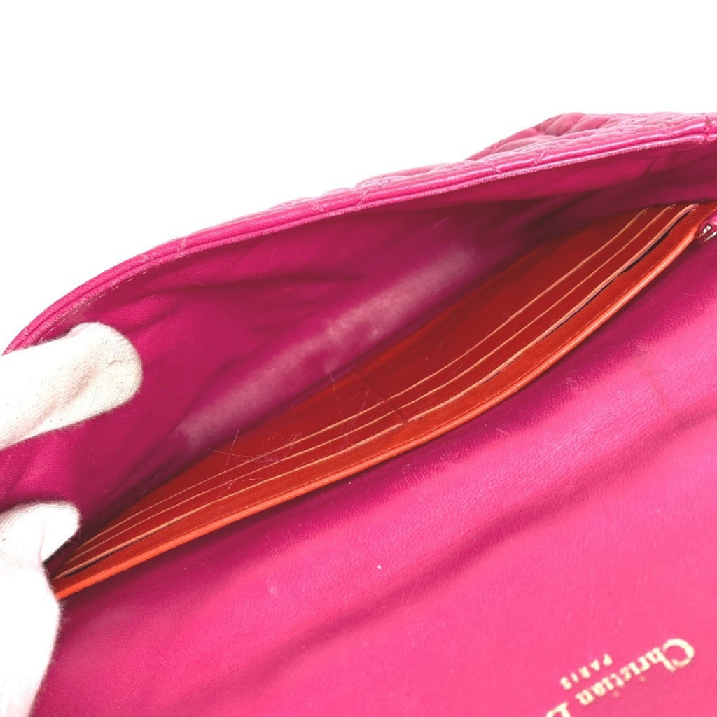 Christian Dior Pink Leather Clutch Bag Shoulder Bag (Pre-Owned)