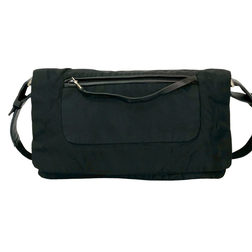 Prada Black Nylon Leather Pochette Shoulder Bag (Pre-Owned)