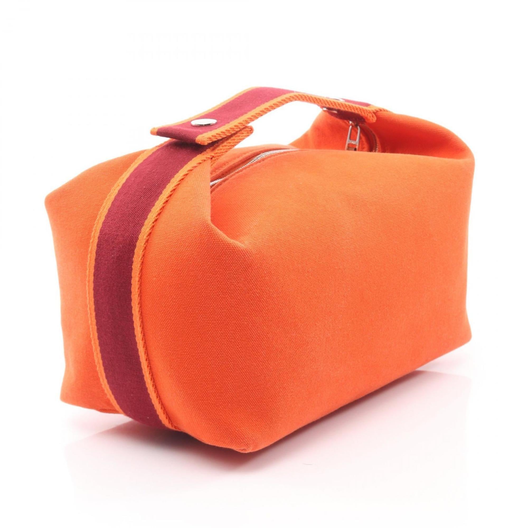 Hermes Feu Orange Canvas Handbag (Pre-Owned)
