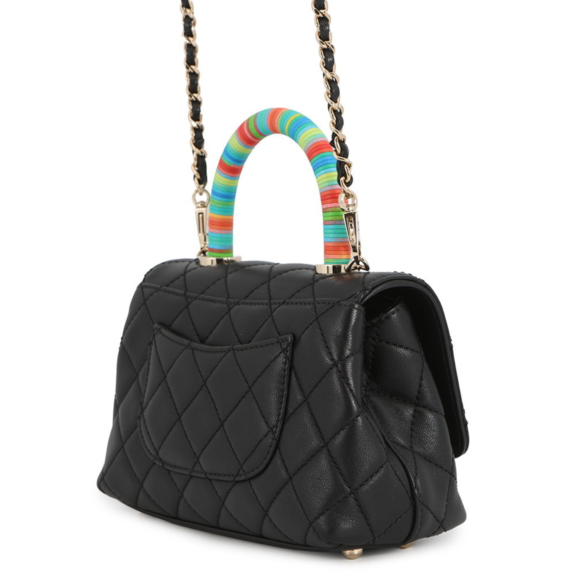 Chanel Matelasse Black Leather Handbag (Pre-Owned)
