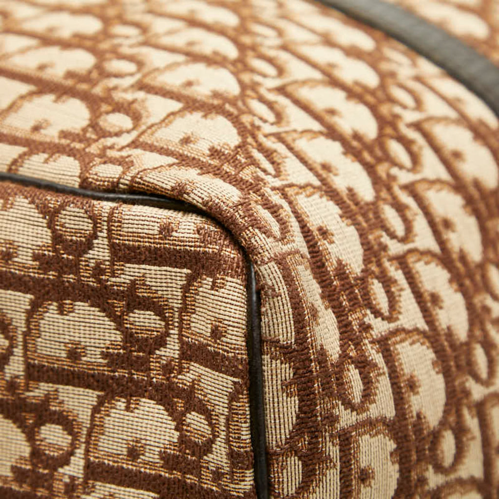 Christian Dior Brown Canvas Leather Boston Bag Handbag (Pre-Owned)