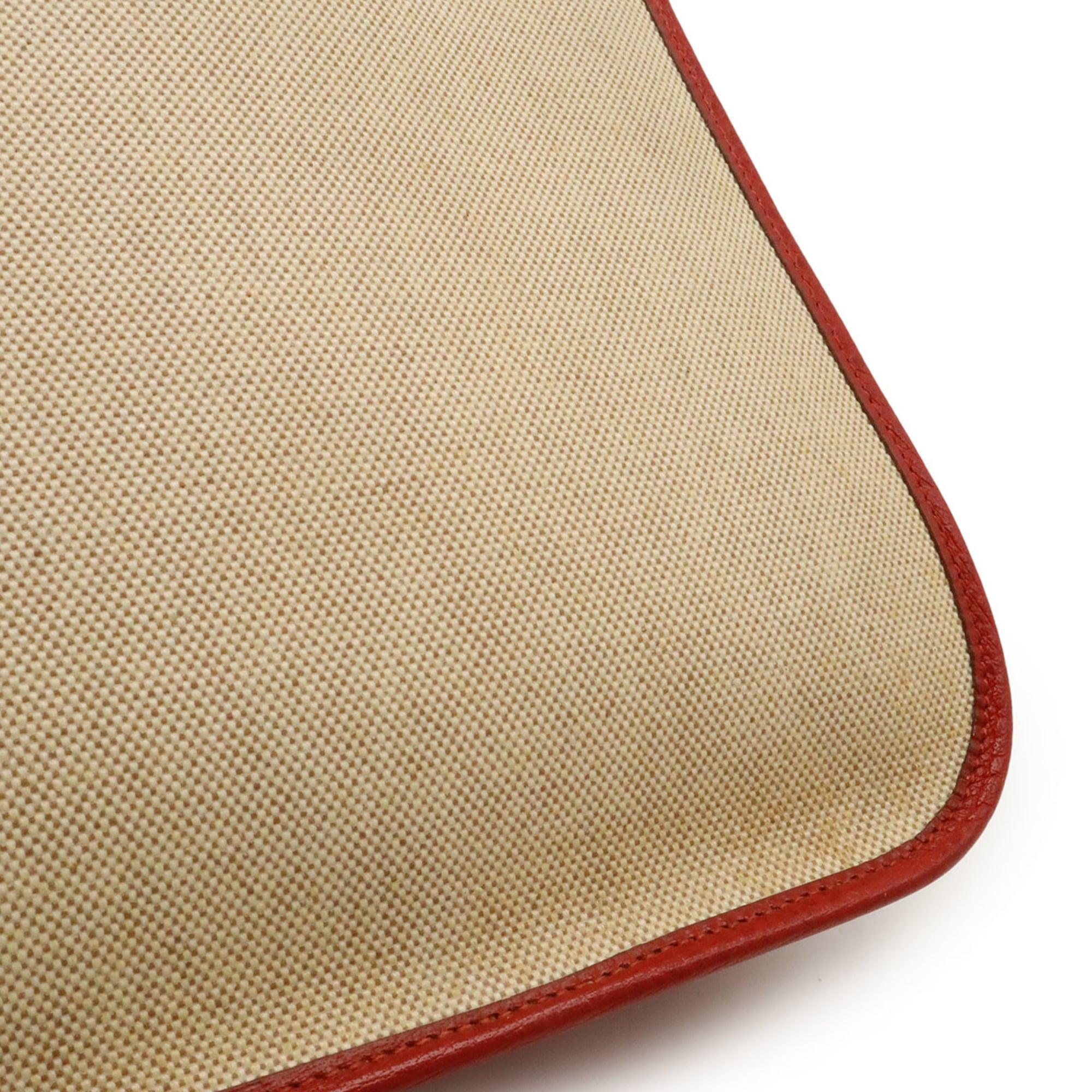 Hermes Vespa Beige Red Color Toile H Leather Shoulder Bag (Pre-Owned)