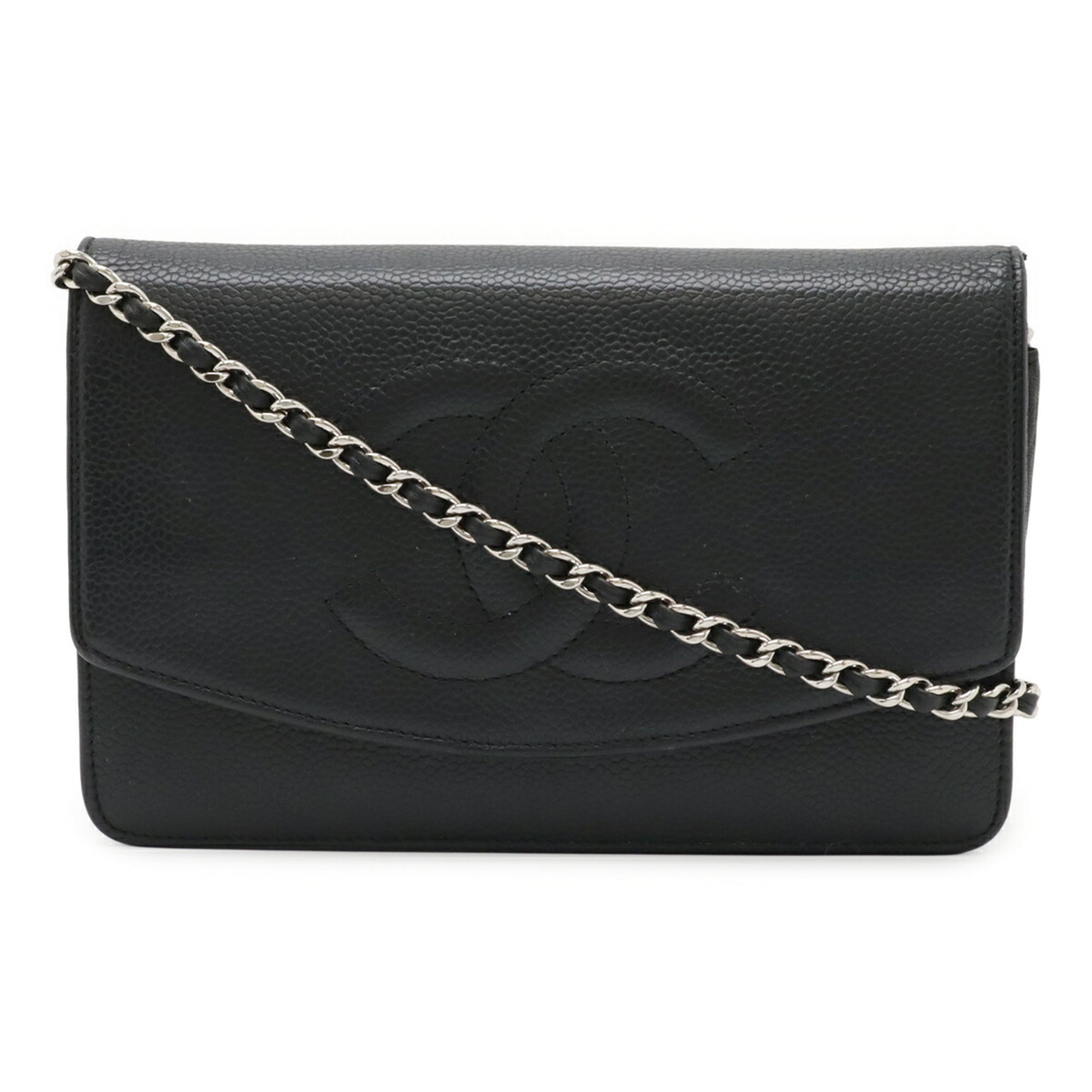Chanel Black Grained Calfskin Pochette Shoulder Bag (Pre-Owned)