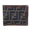 Fendi Brown Leather Canvas Wallet (Bi-Fold) (Pre-Owned)