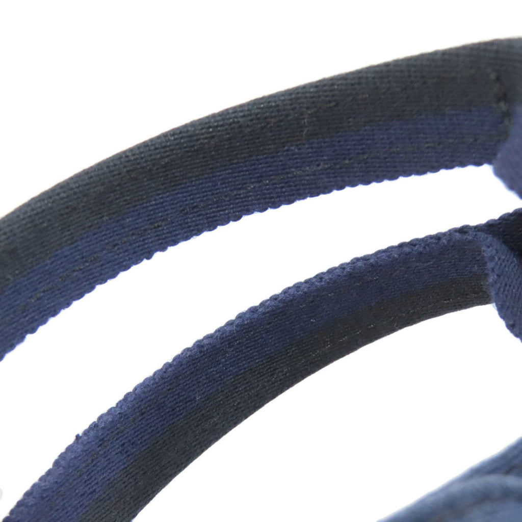 Hermes Black Navy Canvas Handbag (Pre-Owned)
