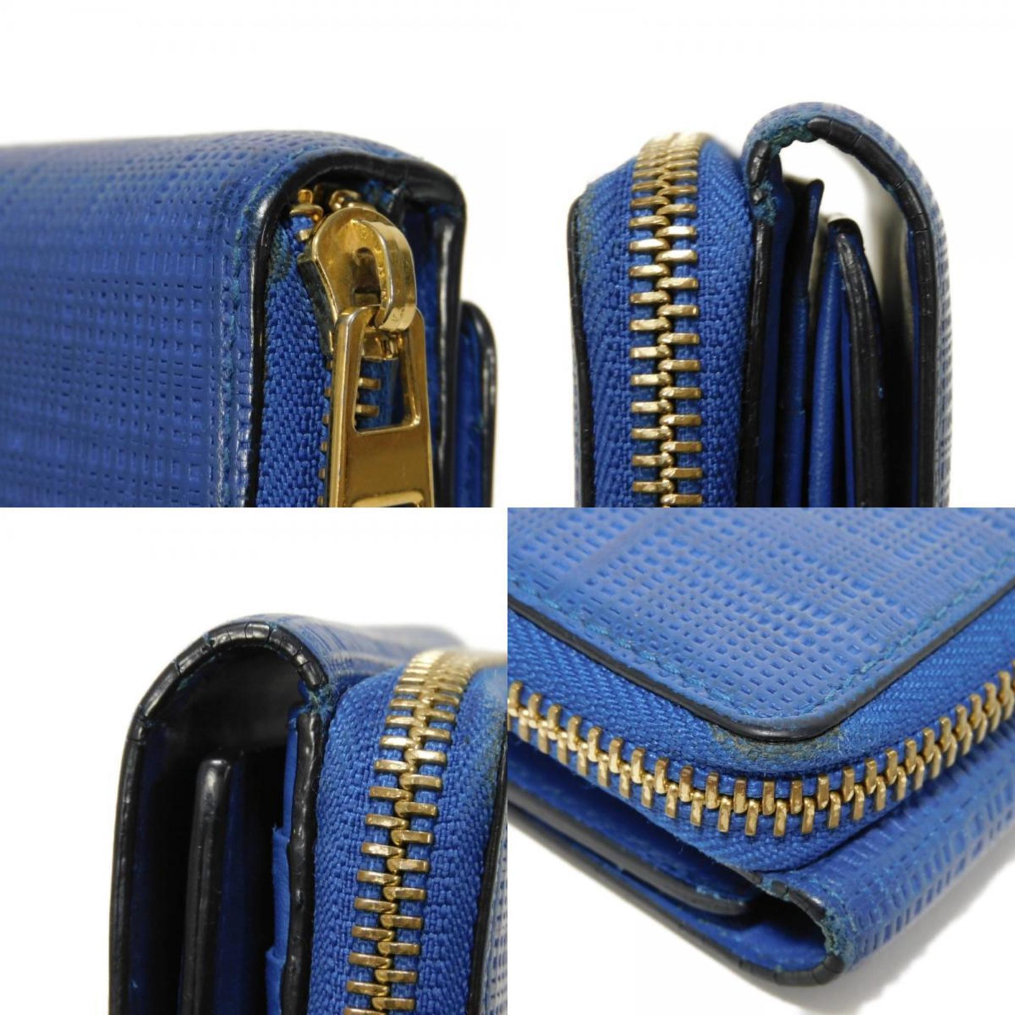 Loewe Linen Blue Leather Wallet (Tri-Fold) (Pre-Owned)
