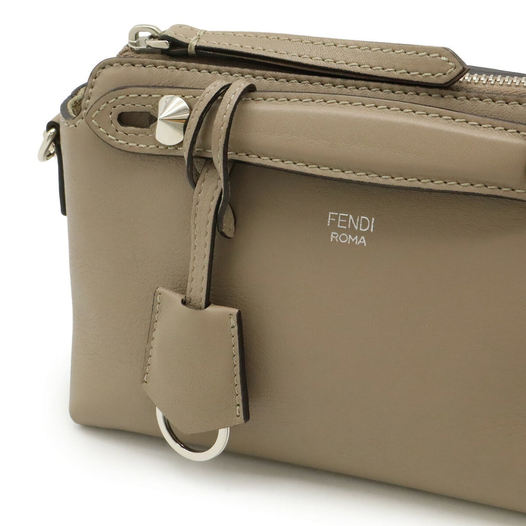 Fendi Beige Grayish Leather Handbag Shoulder Bag (Pre-Owned)