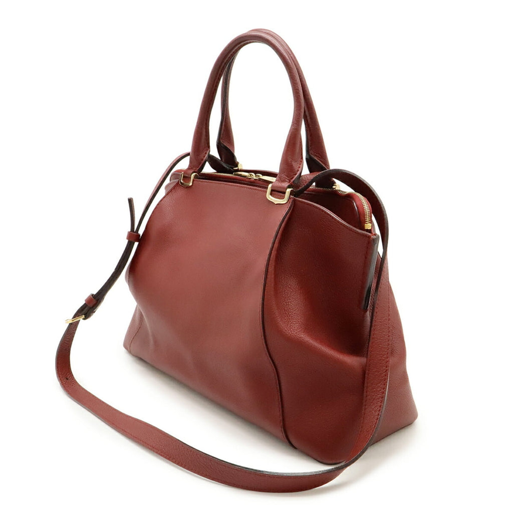 Cartier Bordeaux Leather Handbag Shoulder Bag Tote Bag (Pre-Owned)