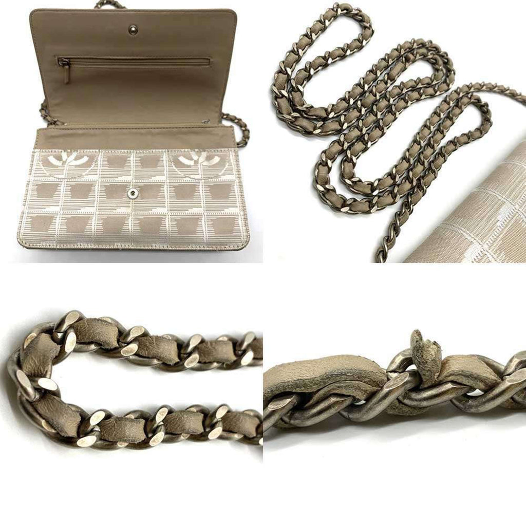 Chanel New Travel Line Beige Nylon Chain/Shoulder Wallet (Pre-Owned)