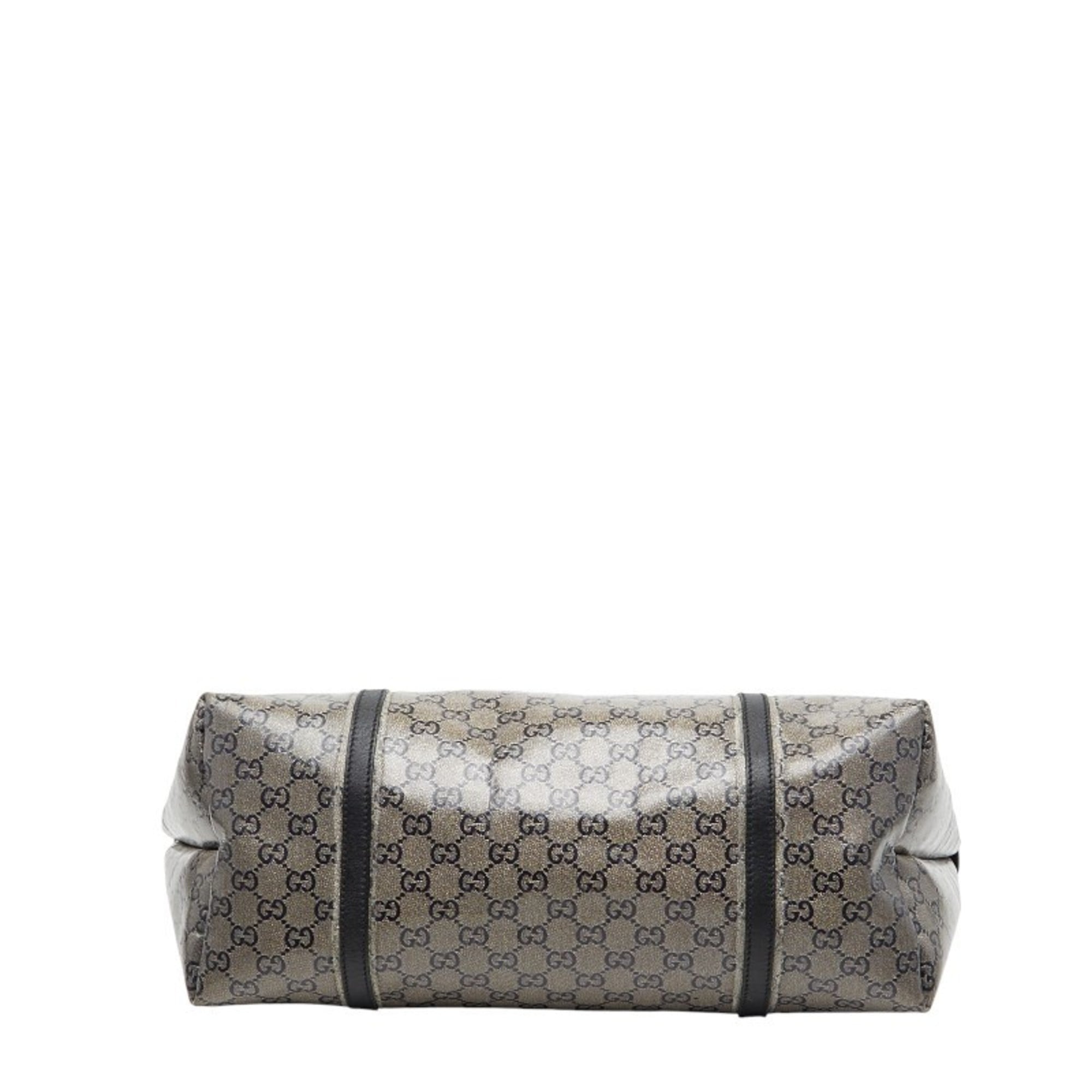 Gucci Black Gray Pvc Leather Tote Bag (Pre-Owned)