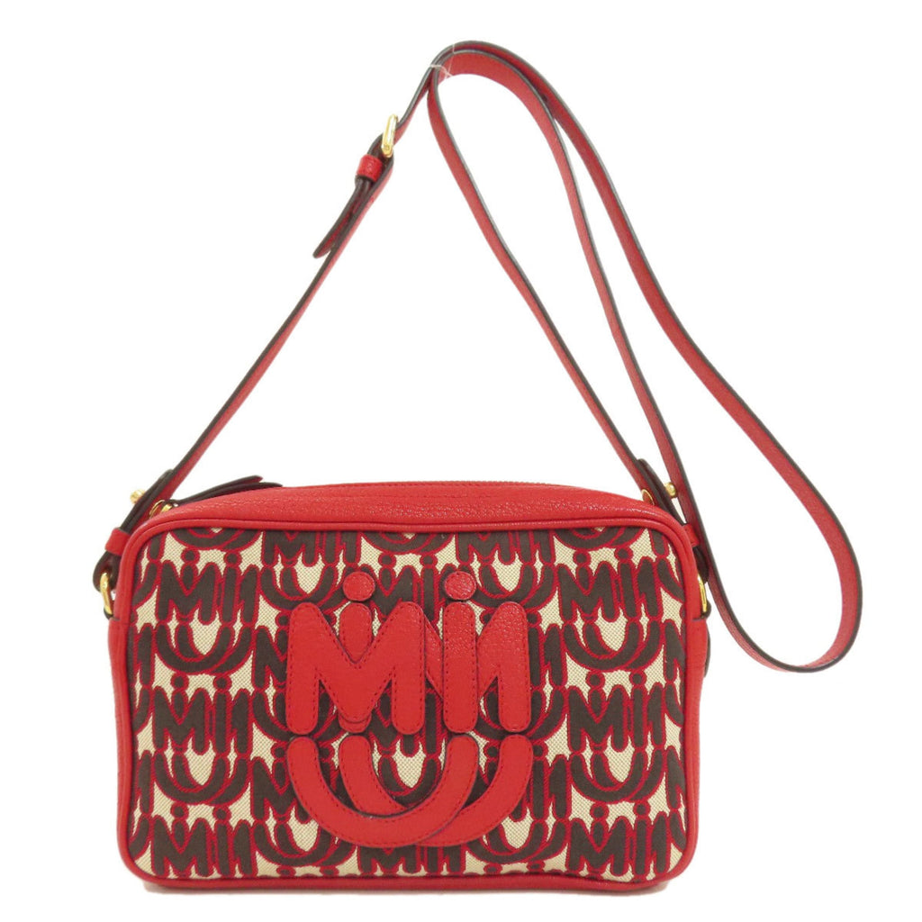 Miu Miu Red Color Canvas Shoulder Bag (Pre-Owned)
