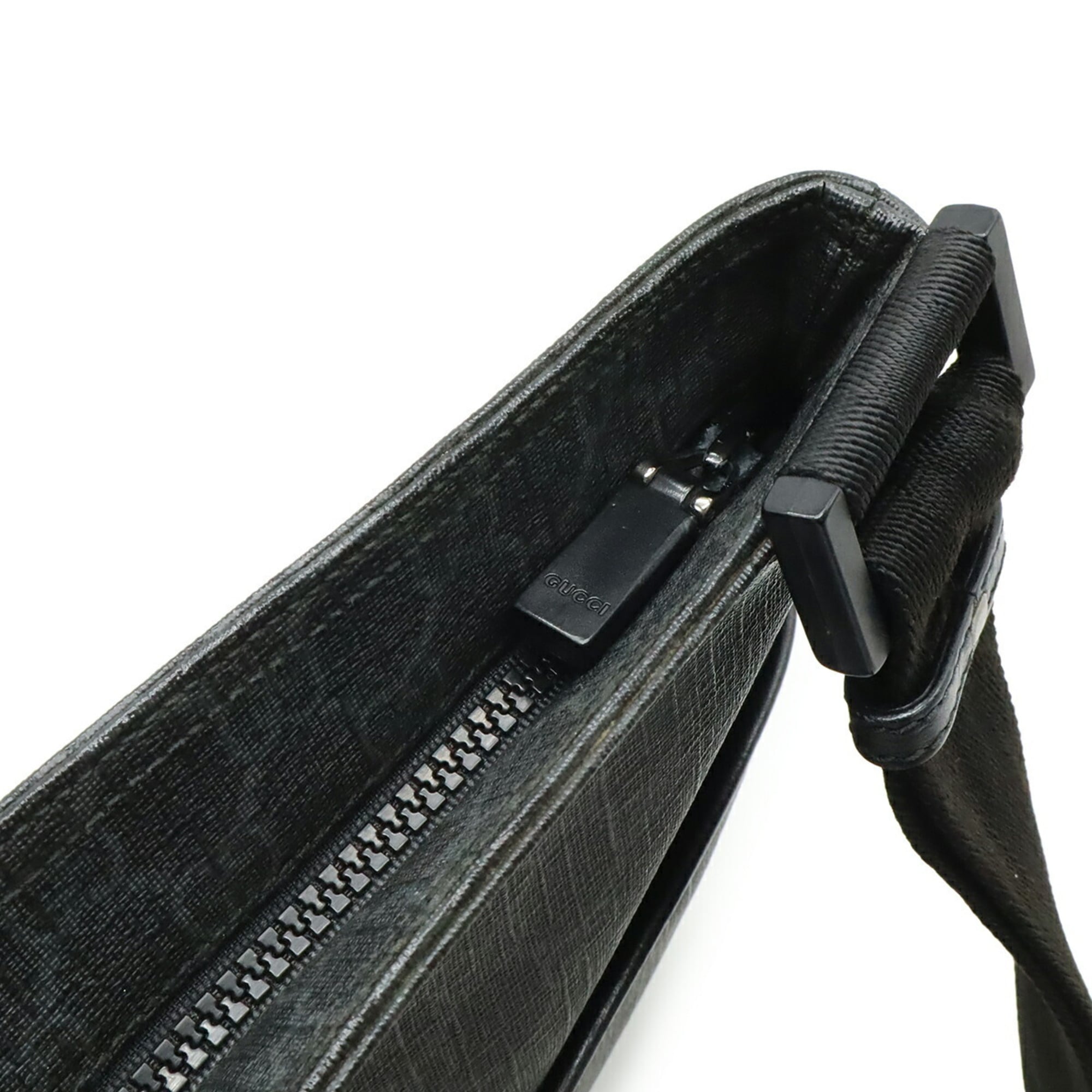 Gucci Gg Plus Black Gray Gg Supreme Leather Shoulder Bag (Pre-Owned)