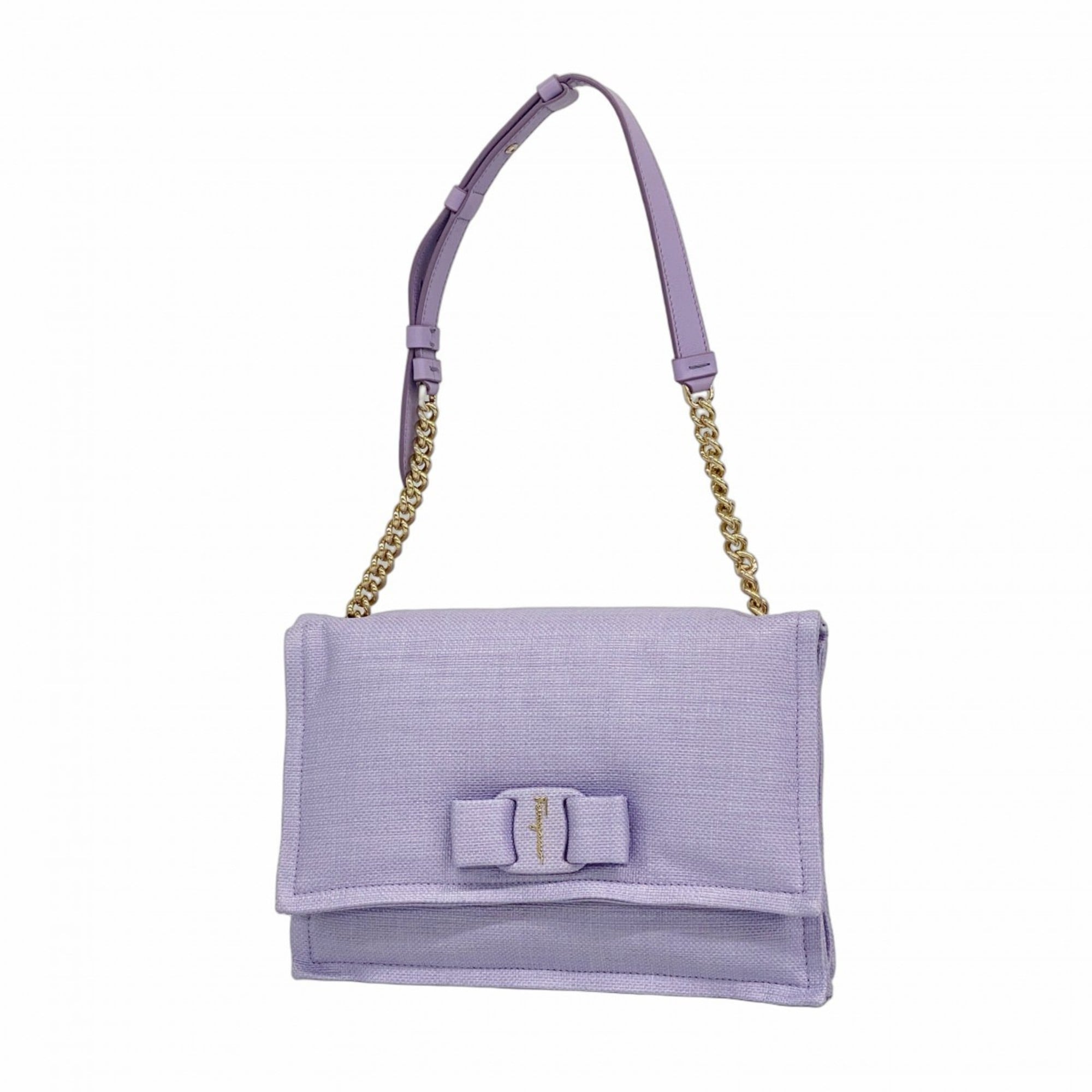 Salvatore Ferragamo Purple Canvas Shoulder Bag (Pre-Owned)