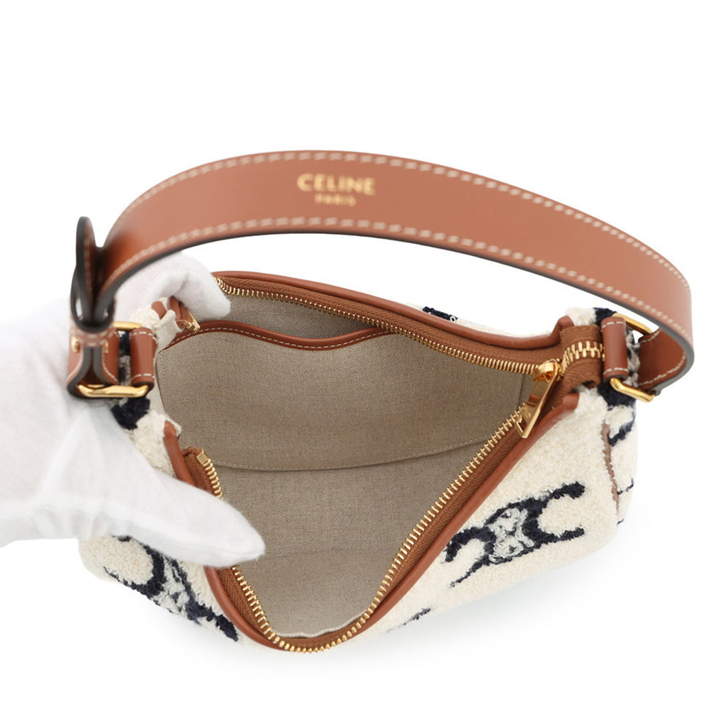 Celine Navy White Polyamide Leather Handbag (Pre-Owned)