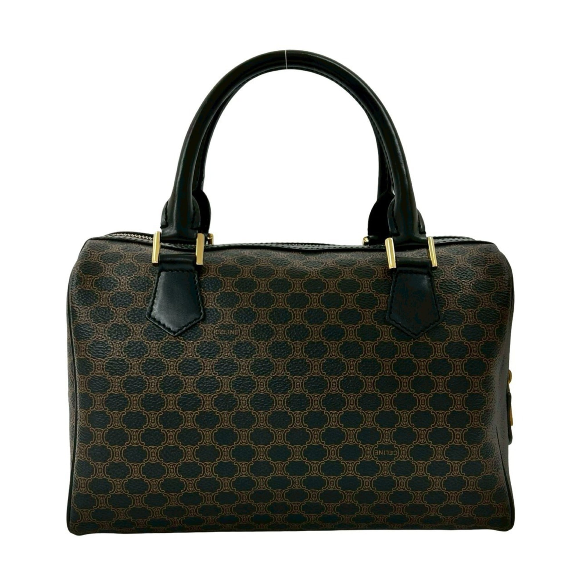 Celine Black Brown Leather Pvc Boston Bag Handbag (Pre-Owned)