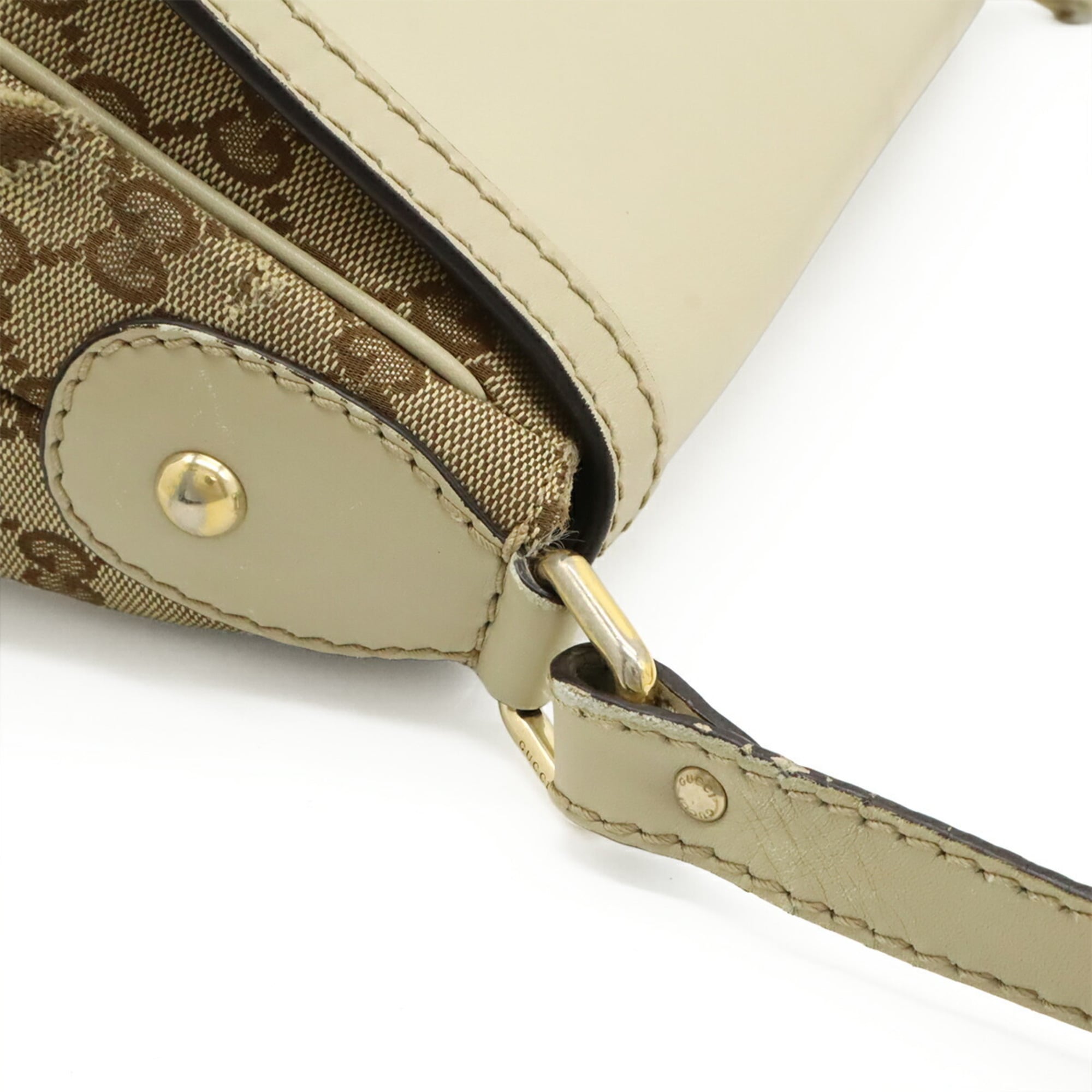 Gucci Sukey Beige Khaki Gg Canvas Leather Shoulder Bag (Pre-Owned)