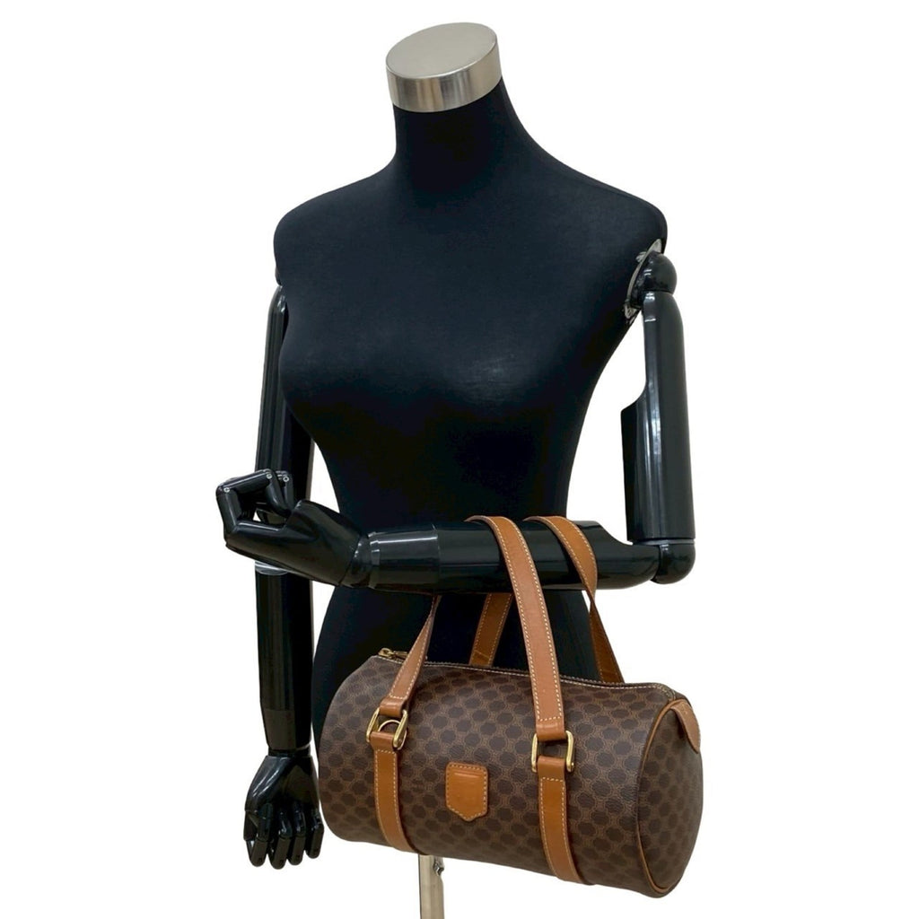 Celine Brown Leather Pvc Boston Bag Handbag (Pre-Owned)