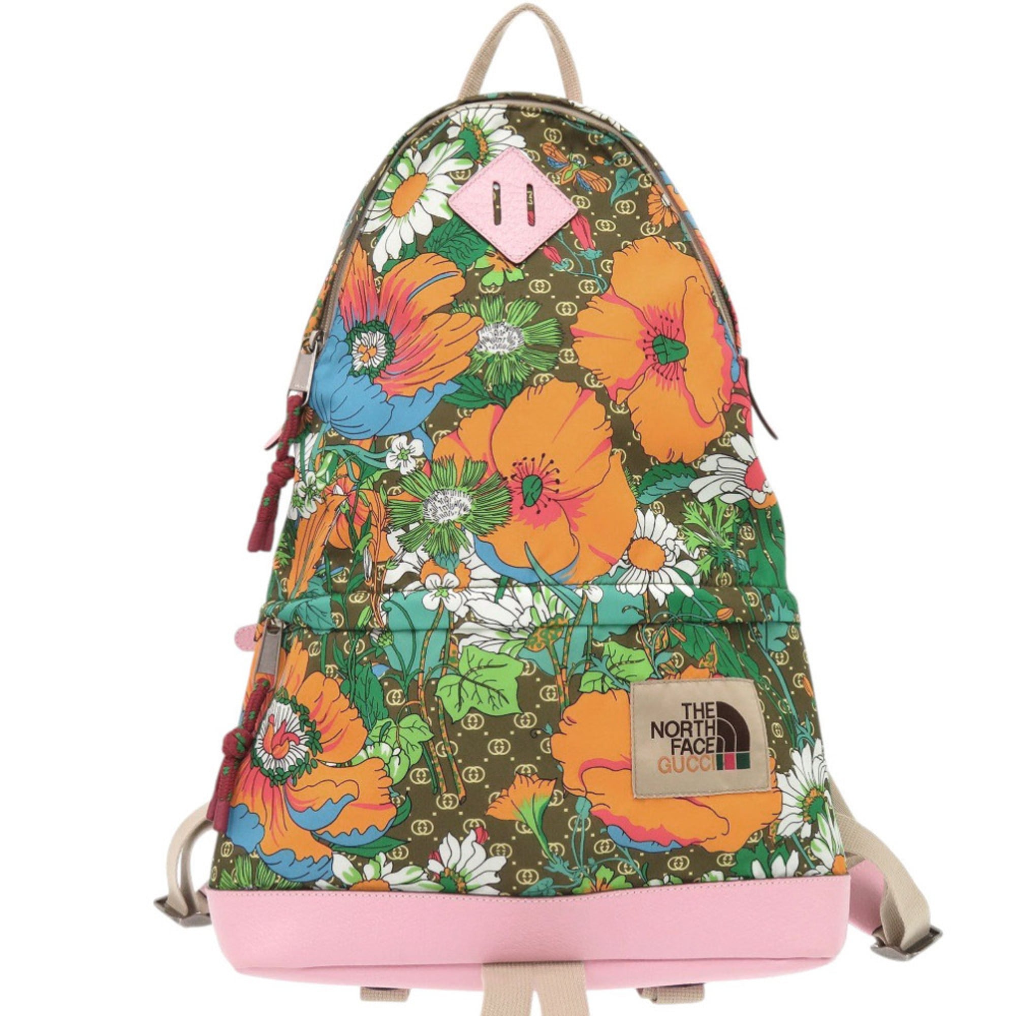 Gucci Multi-Color Pink Nylon Leather Backpack (Pre-Owned)