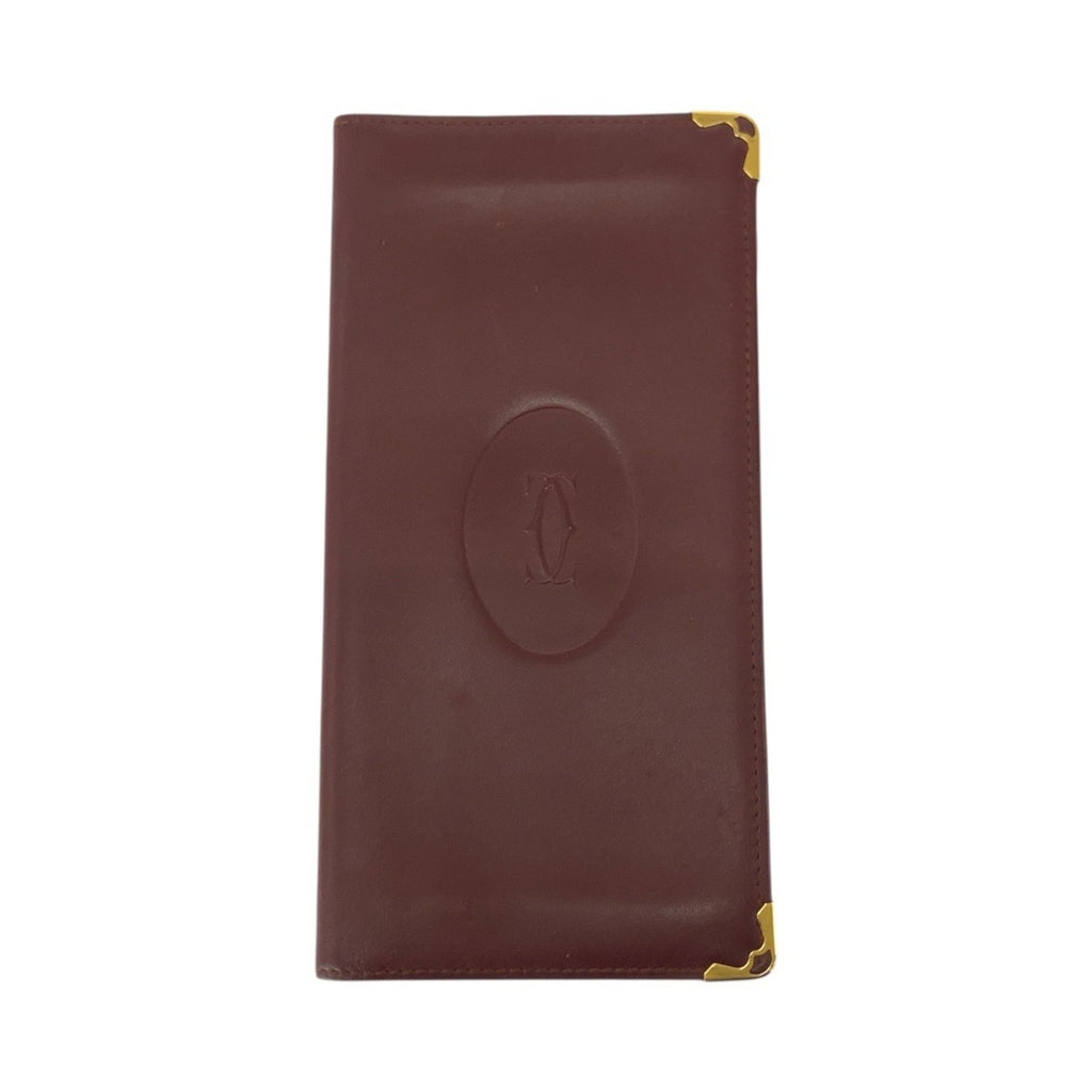 Cartier Wine Red Leather Long Wallet (Bi-Fold) (Pre-Owned)