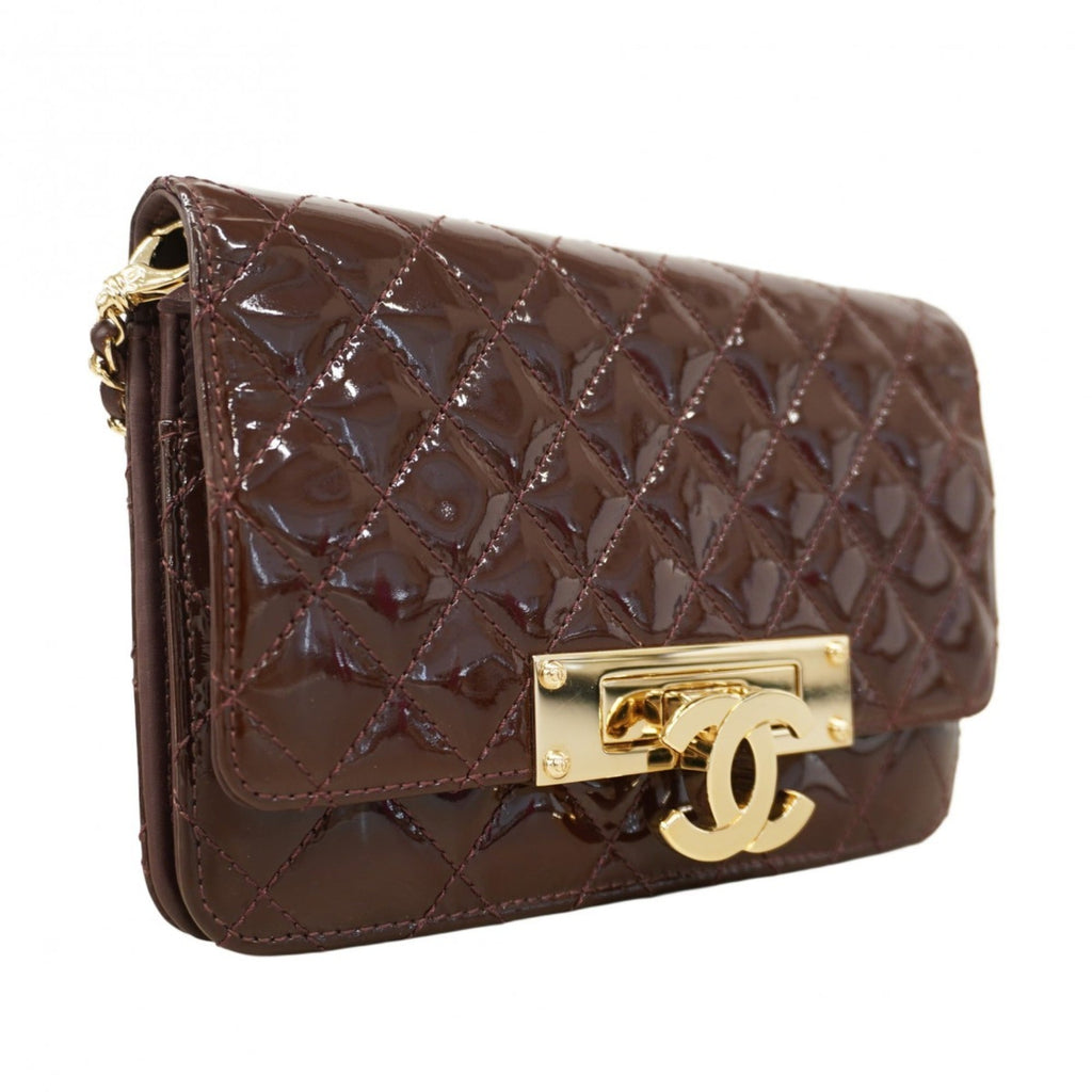 Chanel Bordeaux Patent Leather Chain/Shoulder Wallet (Pre-Owned)