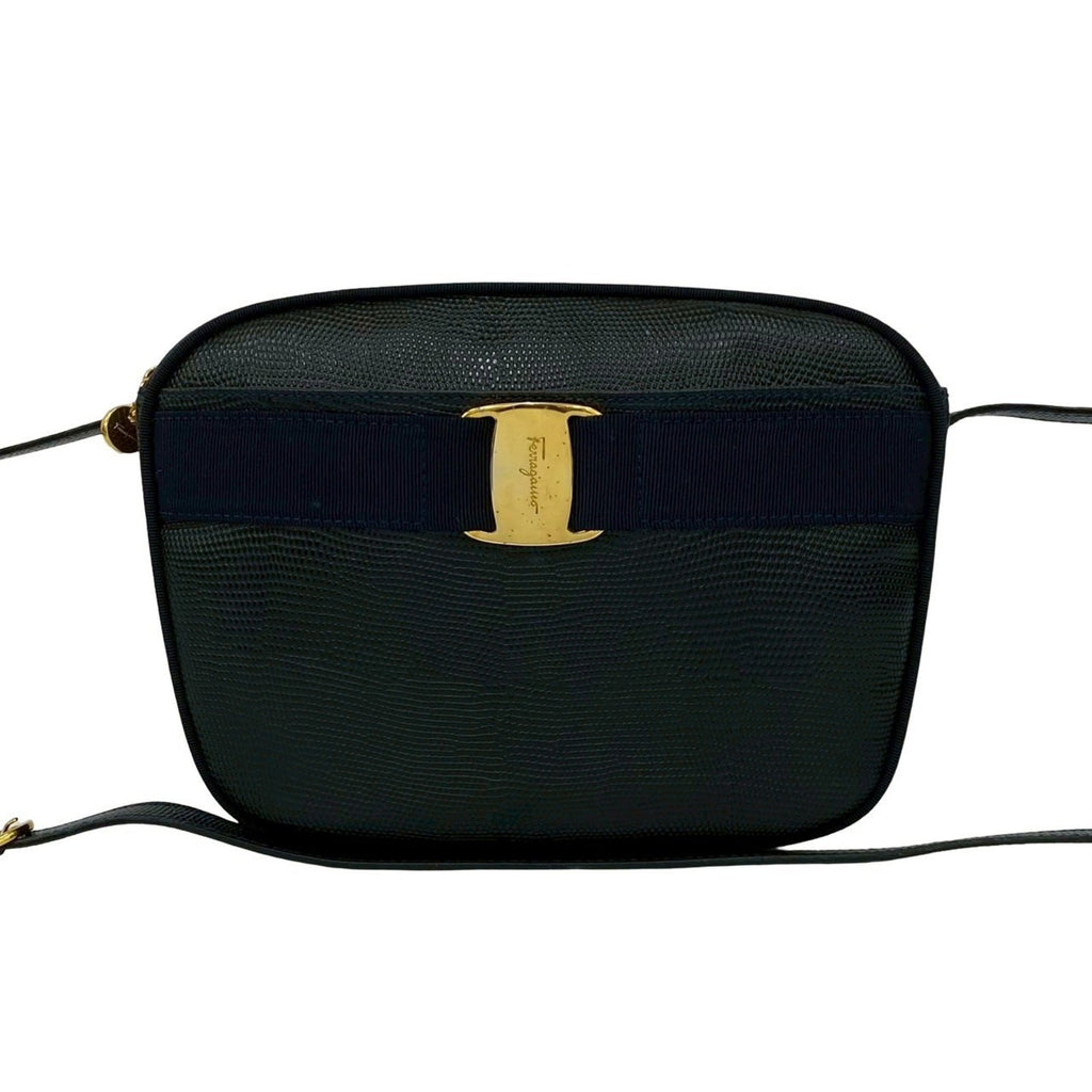 Salvatore Ferragamo Navy Leather Pochette Shoulder Bag (Pre-Owned)