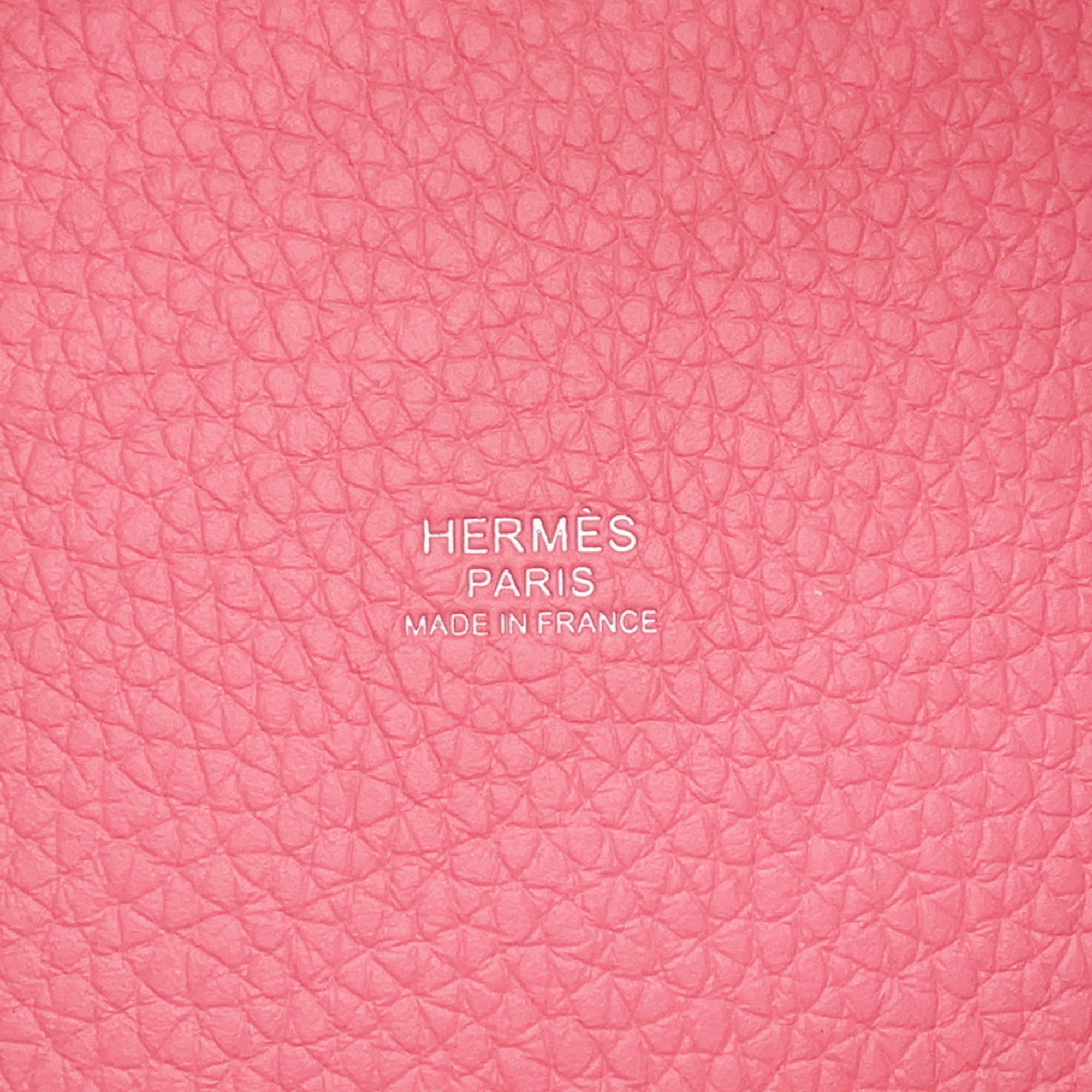 Hermes Picotin Rose Azalee Taurillon Clemence Leather Handbag (Pre-Owned)