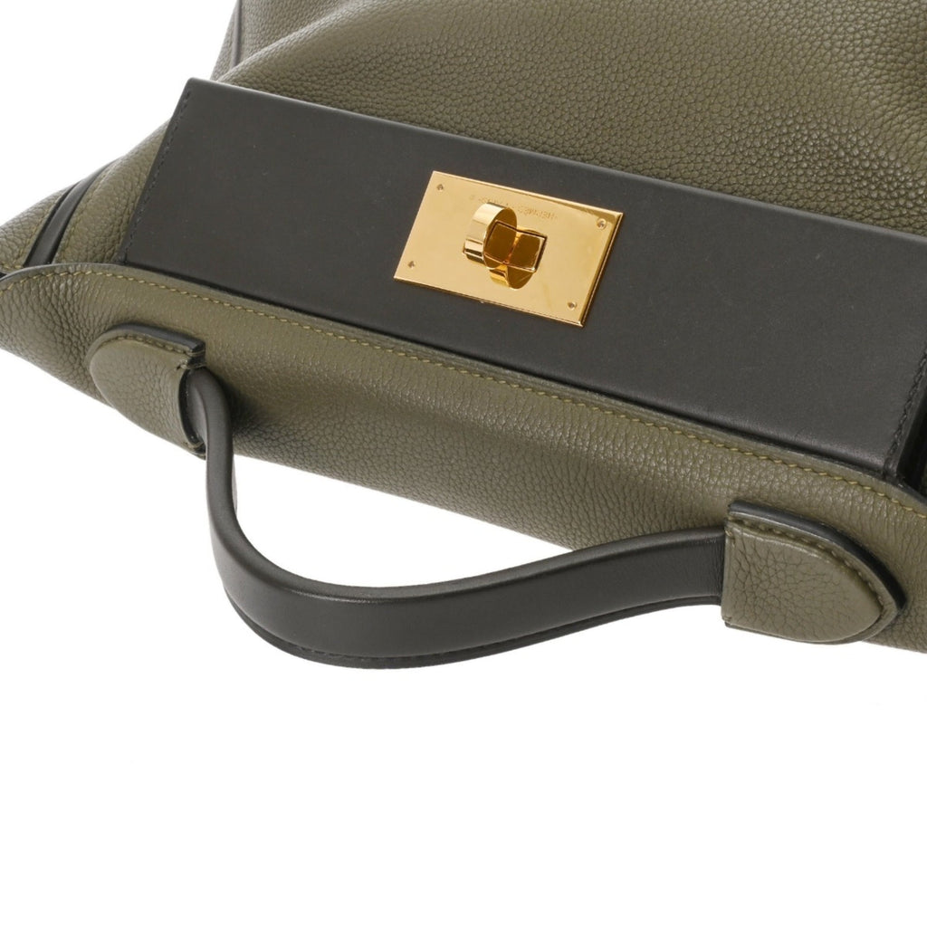 Hermes Black Green Taurillon Clemence Leather Handbag (Pre-Owned)