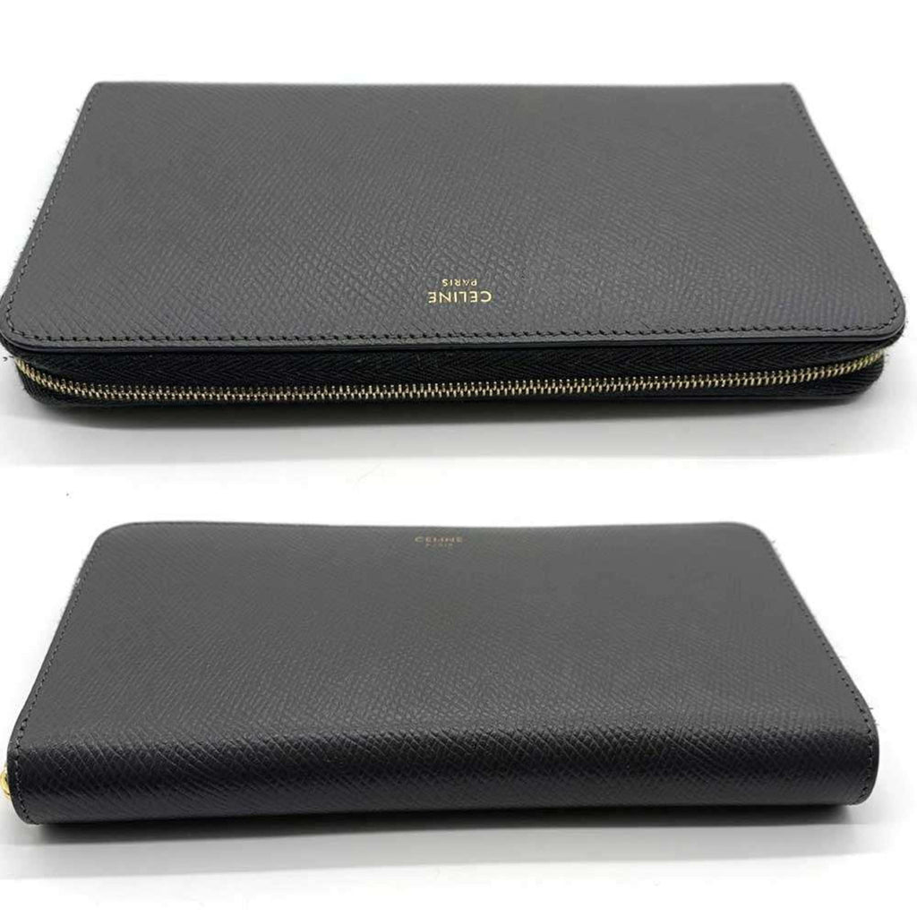 Celine Gray Leather Long Wallet (Bi-Fold) (Pre-Owned)
