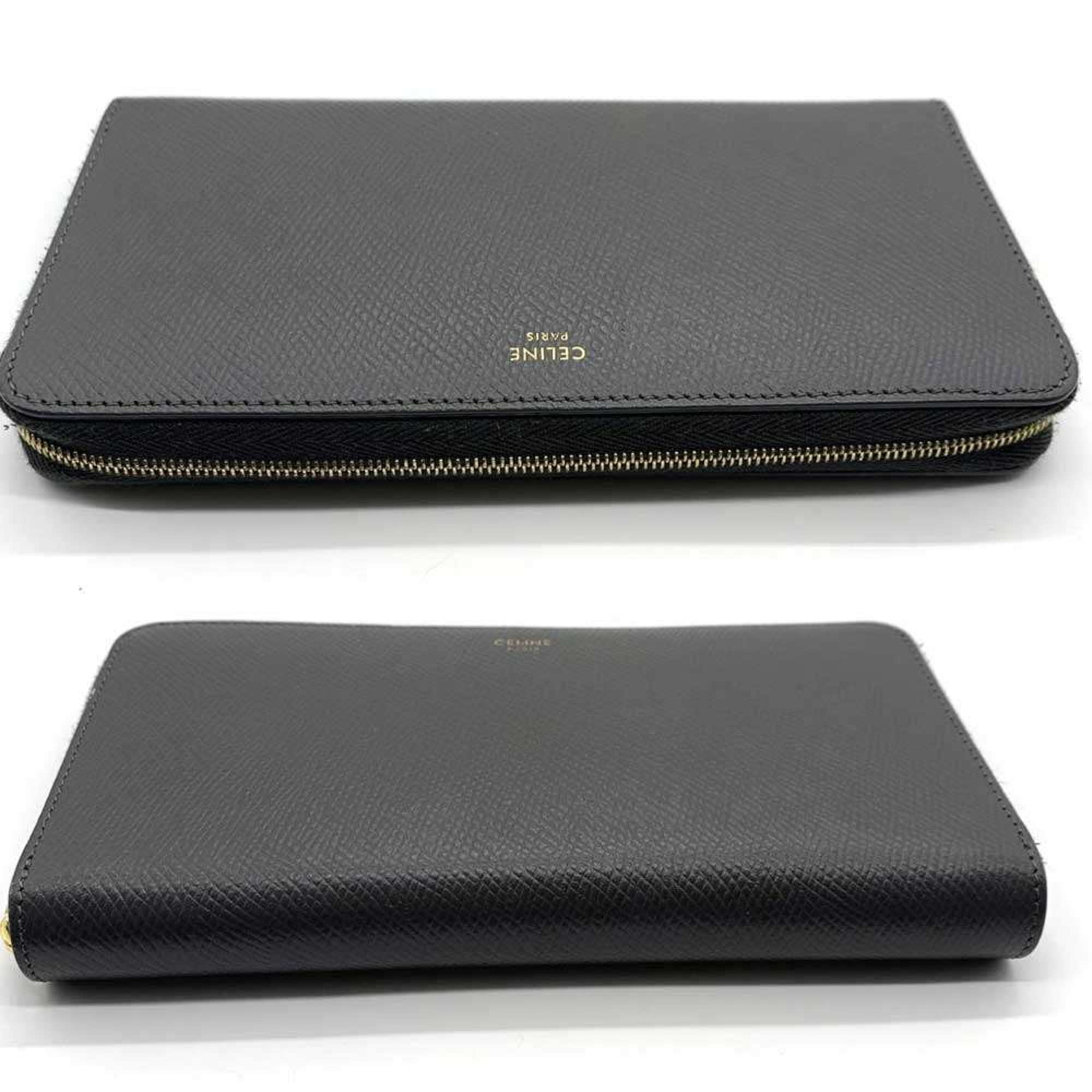Celine Gray Leather Long Wallet (Bi-Fold) (Pre-Owned)
