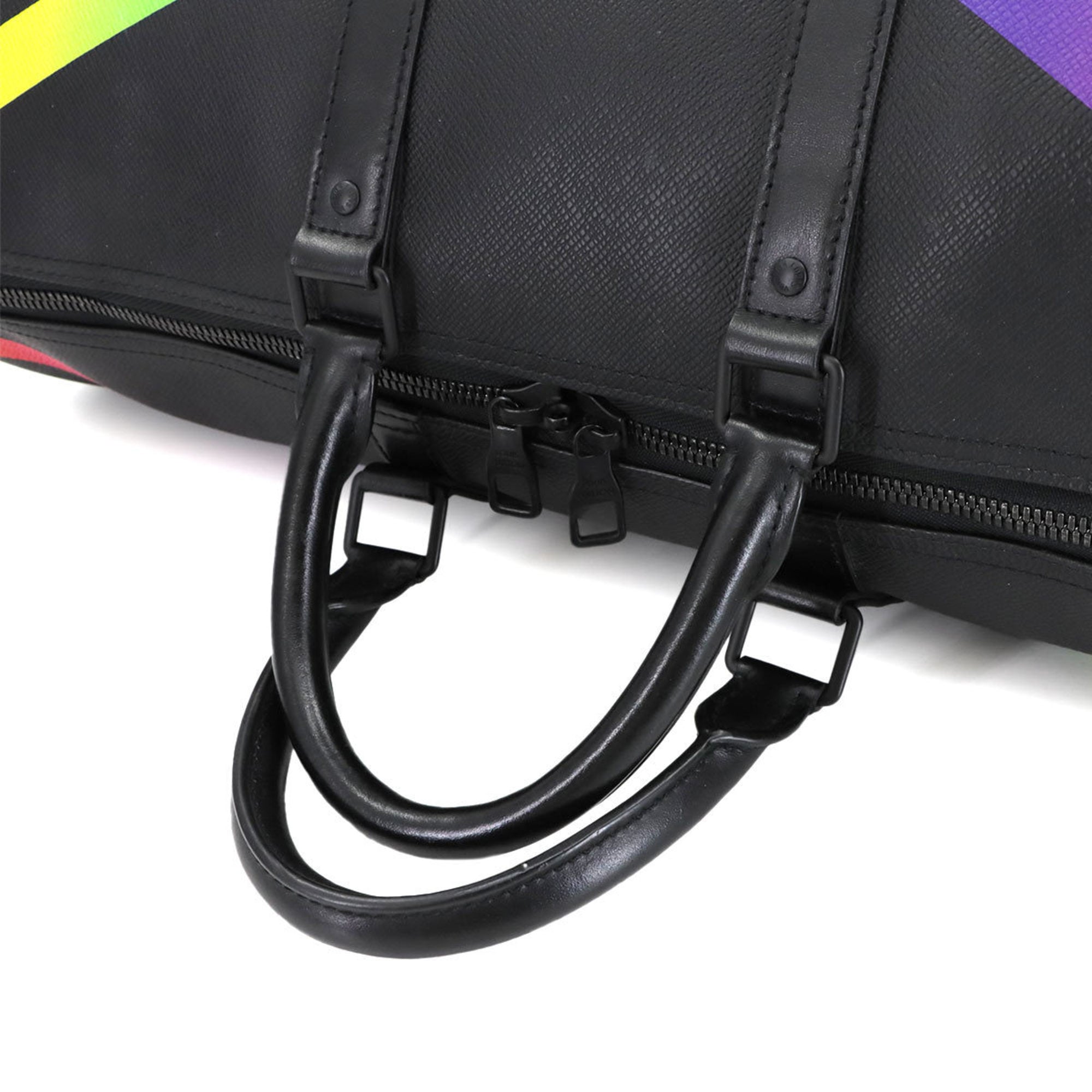 Louis Vuitton Black Multi-Color Taiga Leather Boston Bag Shoulder Bag (Pre-Owned)