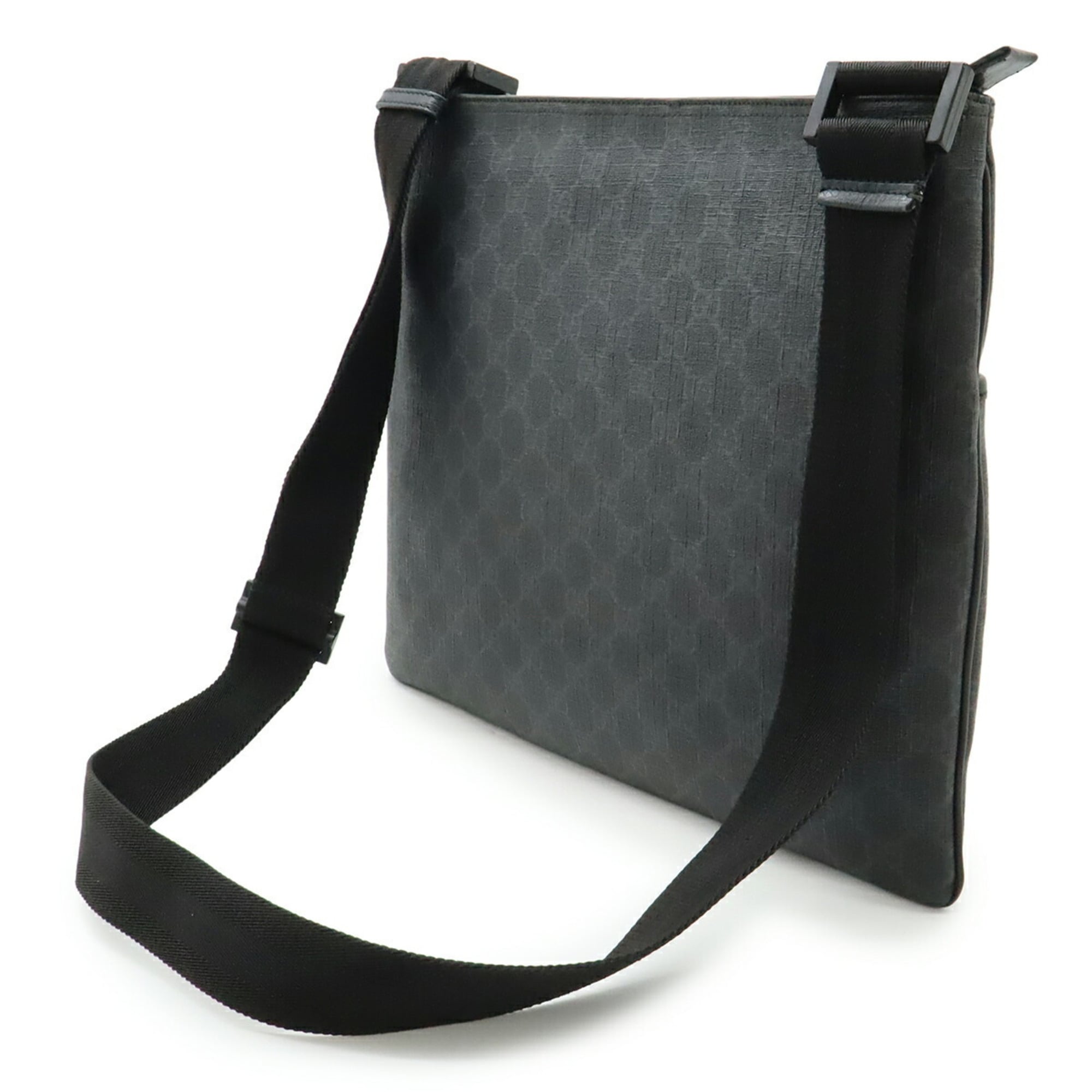 Gucci Gg Plus Black Gray Gg Supreme Leather Shoulder Bag (Pre-Owned)